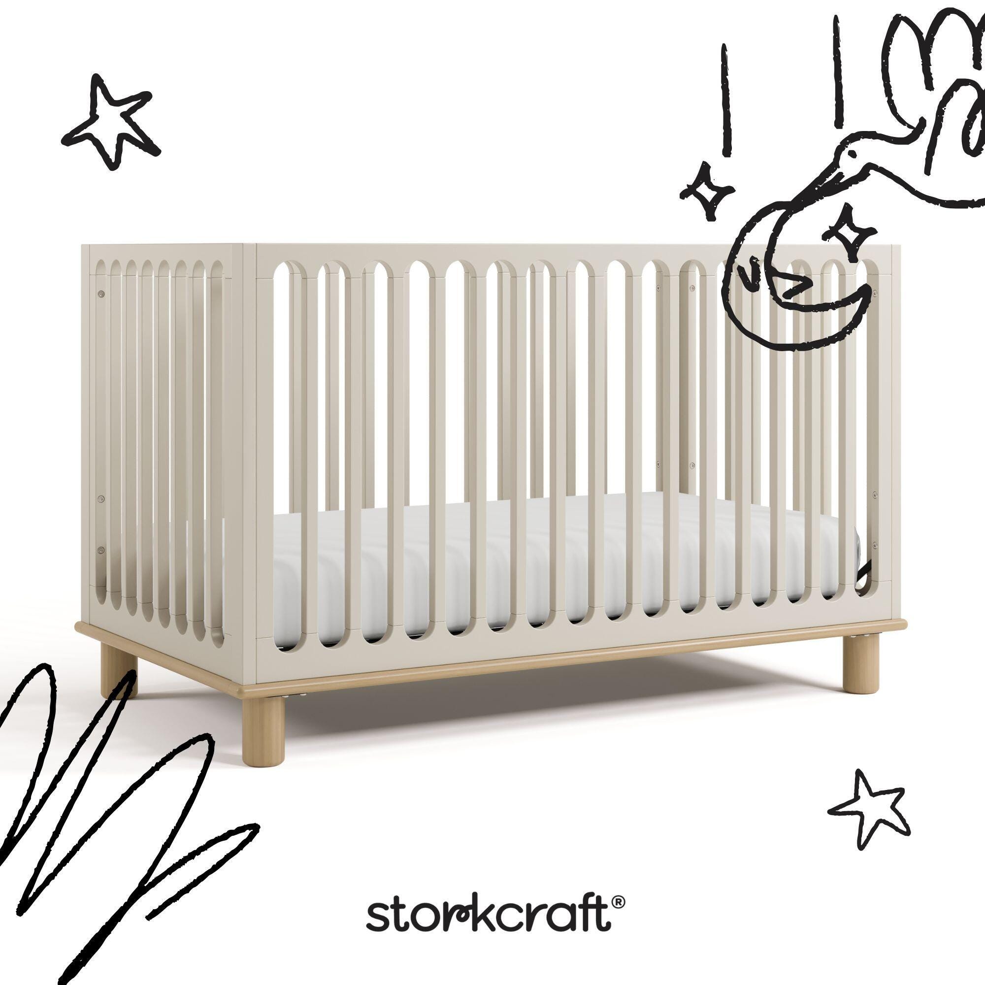 Storkcraft Sicily Deluxe 3-in-1 Convertible Crib, Frosted Oat/Driftwood, large