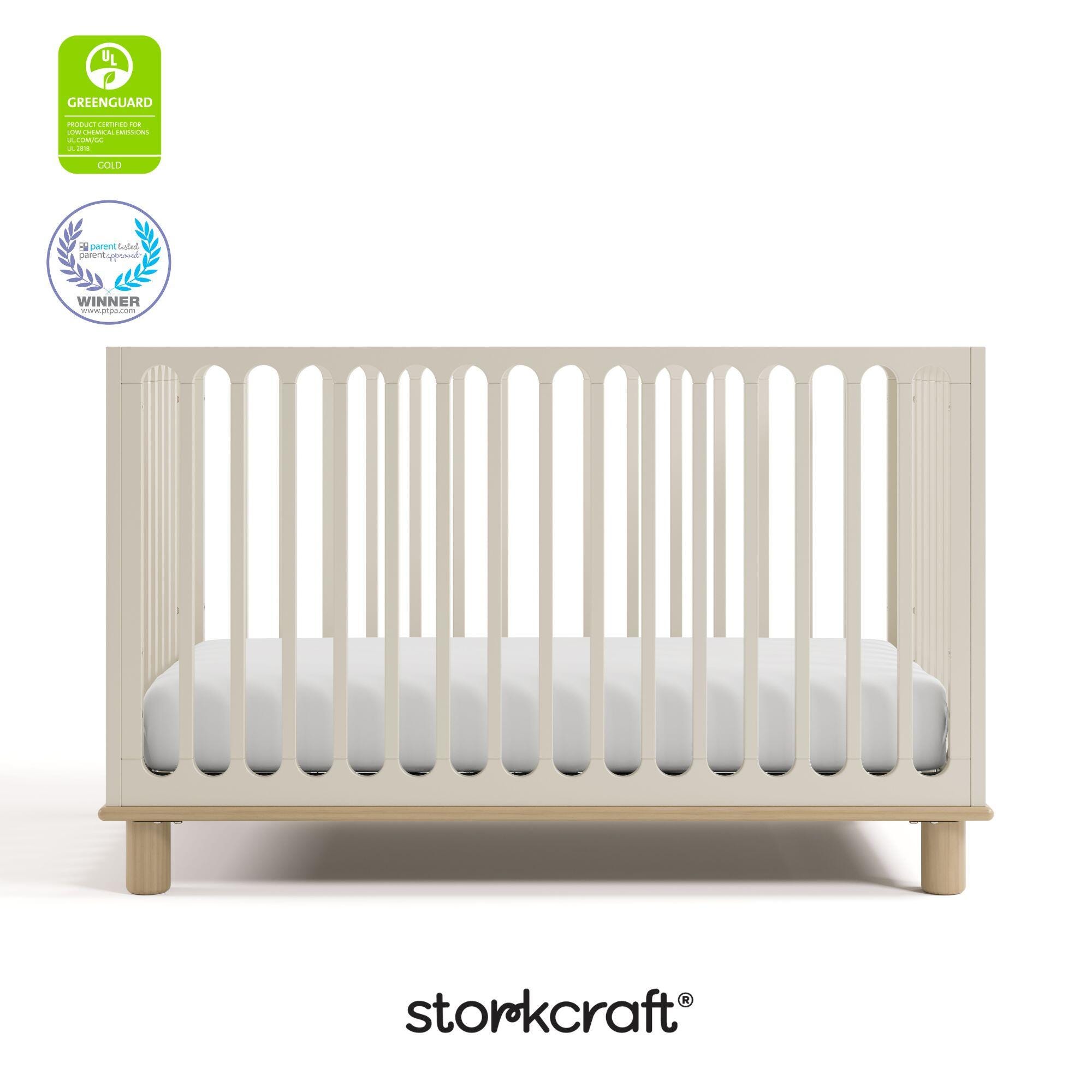 Storkcraft Sicily Deluxe 3-in-1 Convertible Crib, Frosted Oat/Driftwood, large