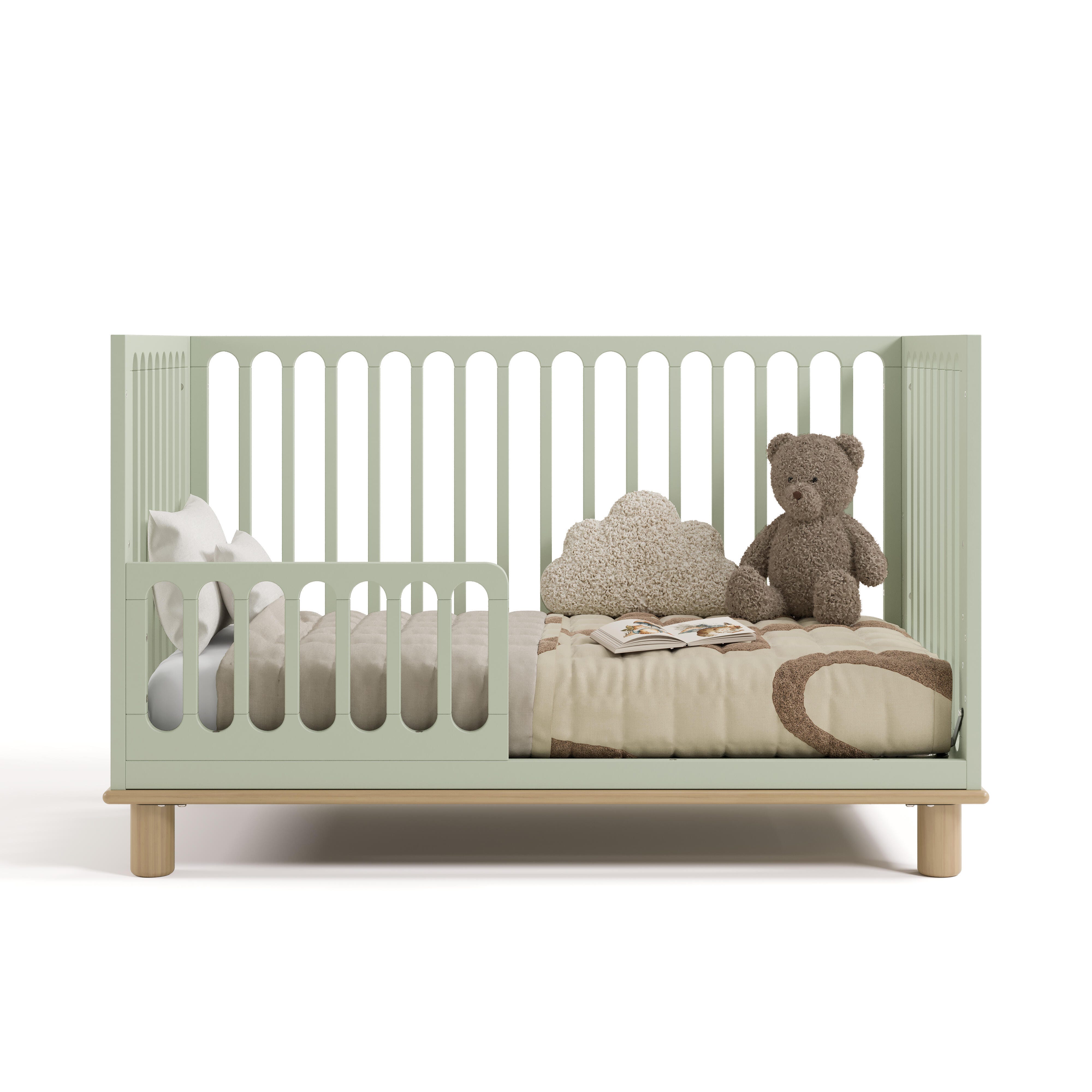 Storkcraft Sicily Deluxe 3-in-1 Convertible Crib, Sage/Driftwood, large
