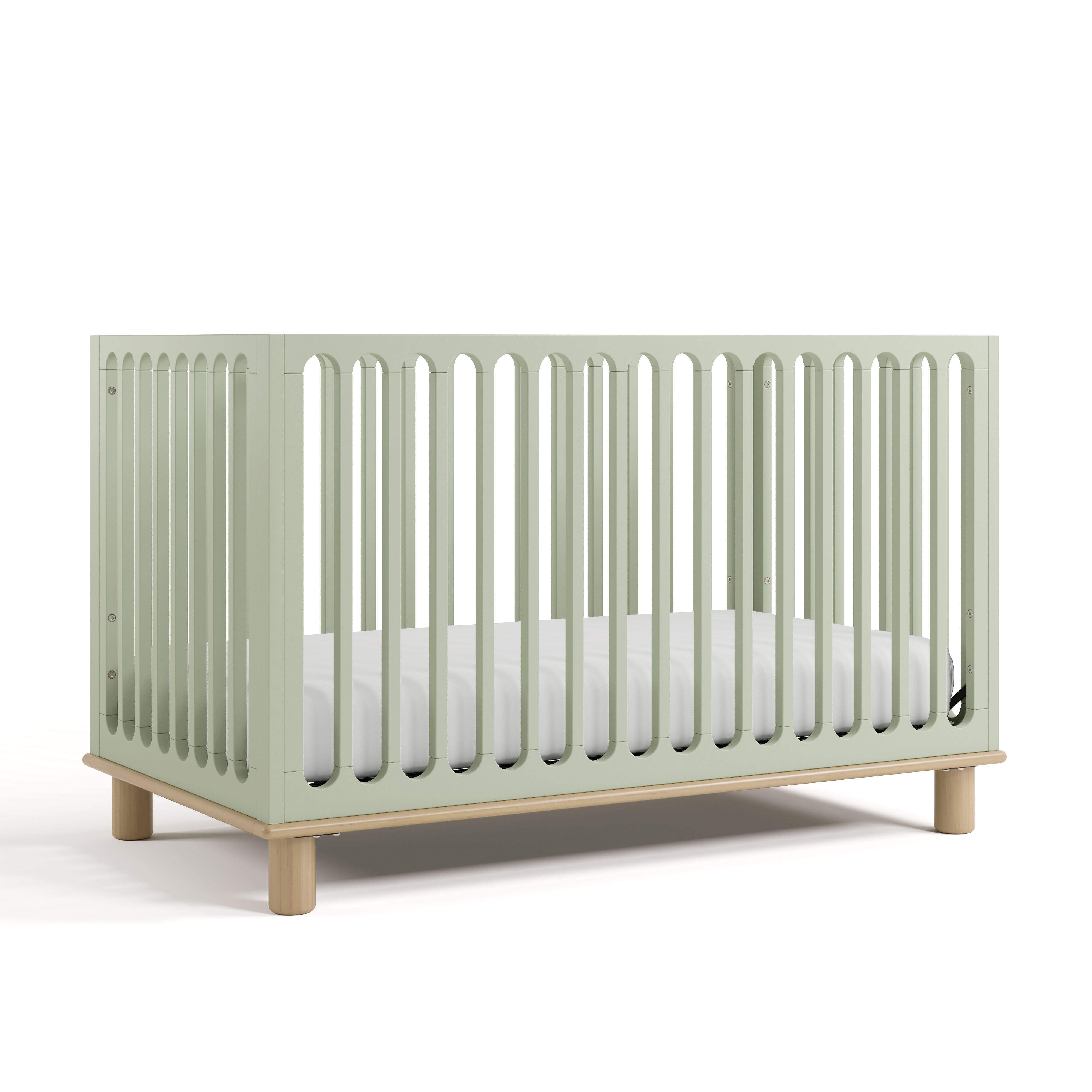 Storkcraft Sicily Deluxe 3-in-1 Convertible Crib, Sage/Driftwood, large