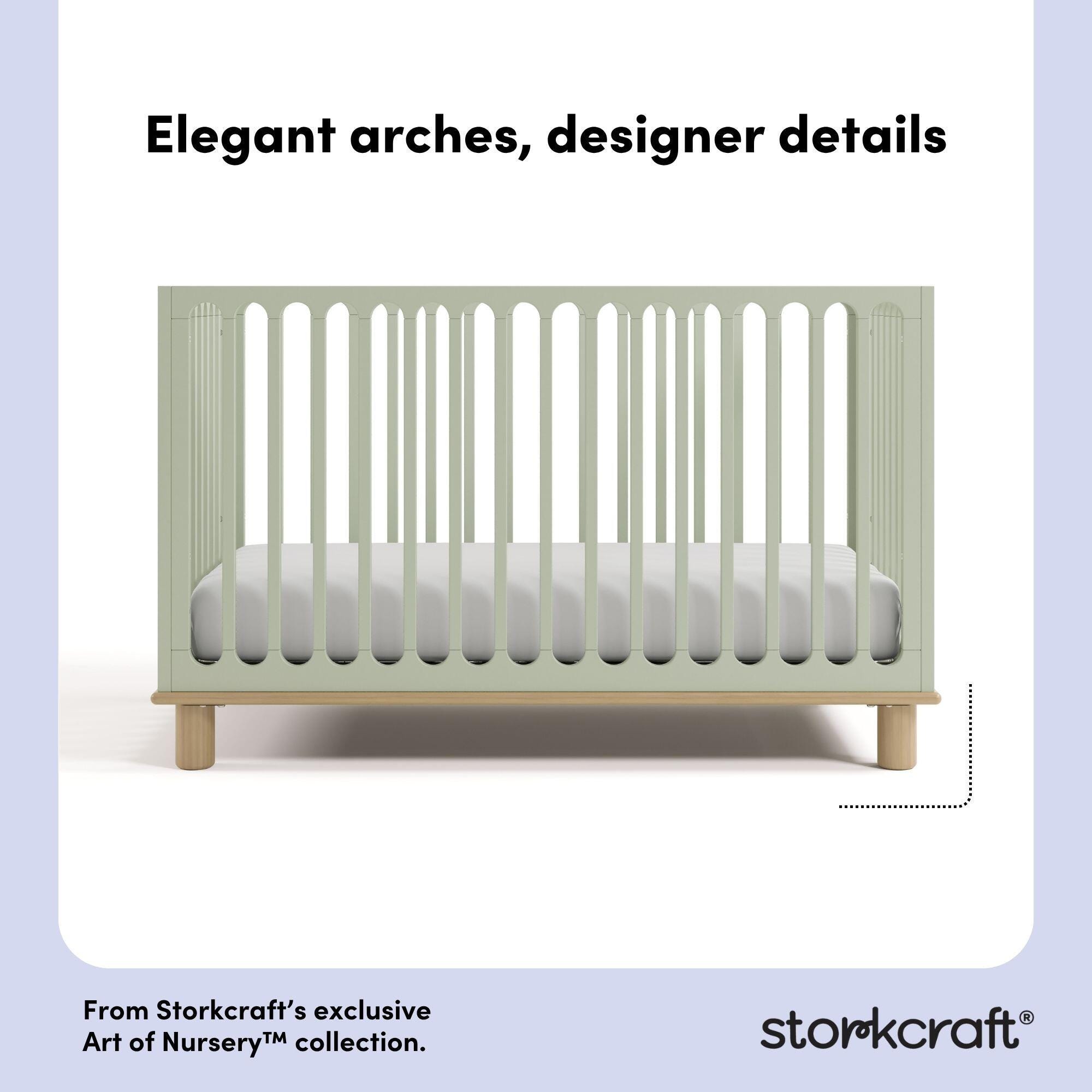 Storkcraft Sicily Deluxe 3-in-1 Convertible Crib, Sage/Driftwood, large