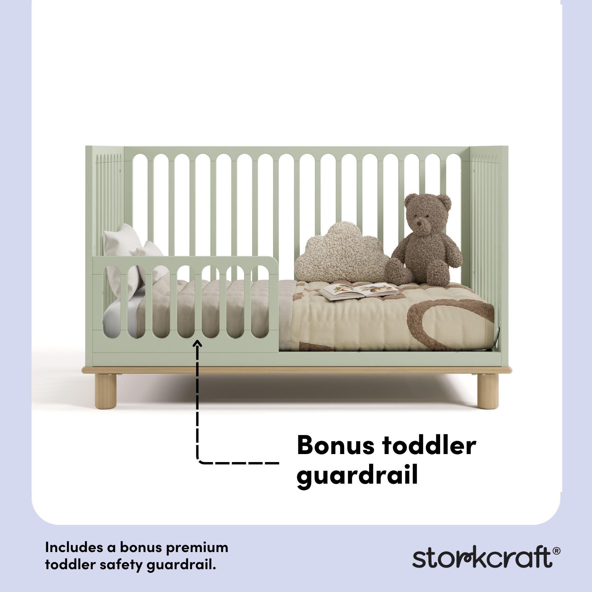 Storkcraft Sicily Deluxe 3-in-1 Convertible Crib, Sage/Driftwood, large
