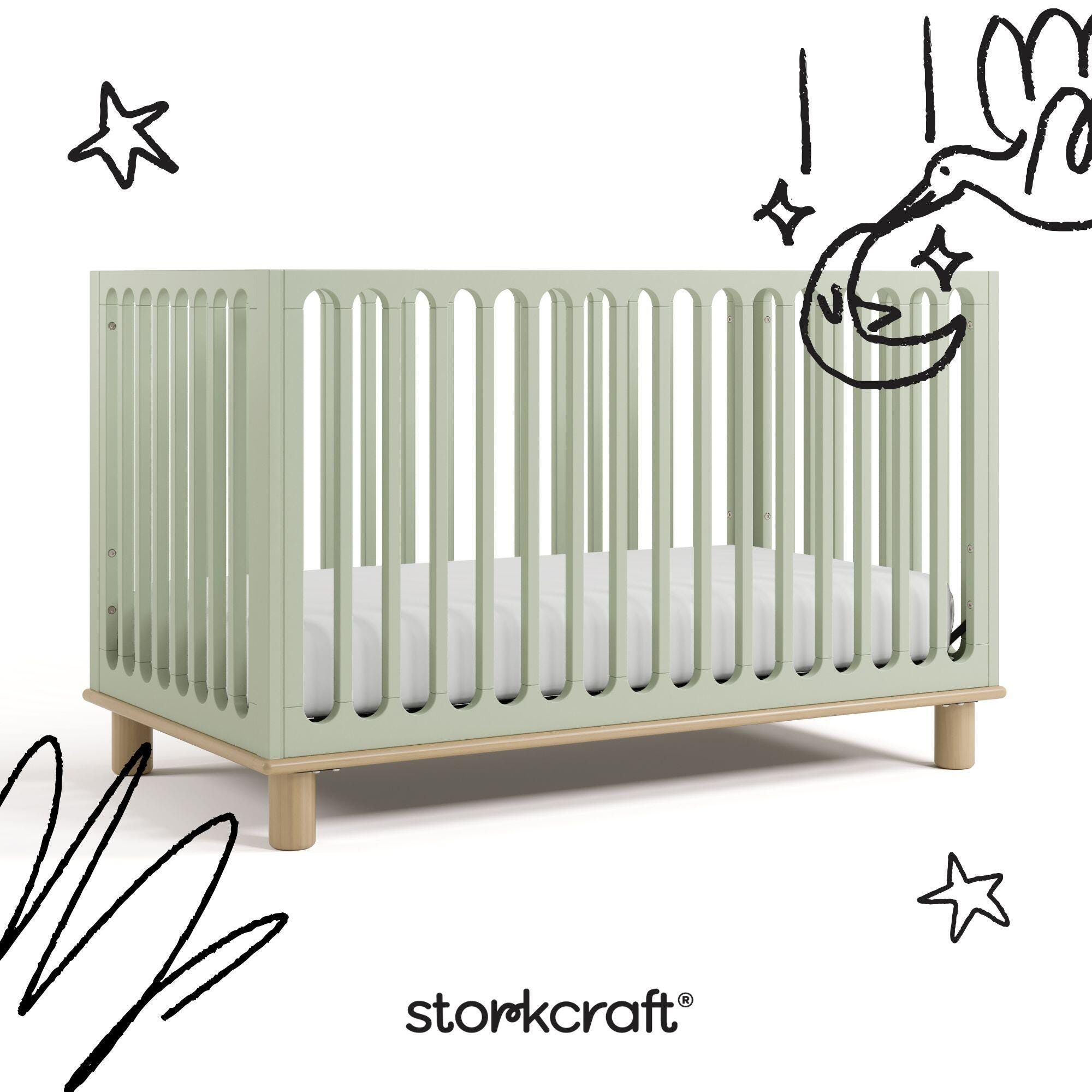 Storkcraft Sicily Deluxe 3-in-1 Convertible Crib, Sage/Driftwood, large