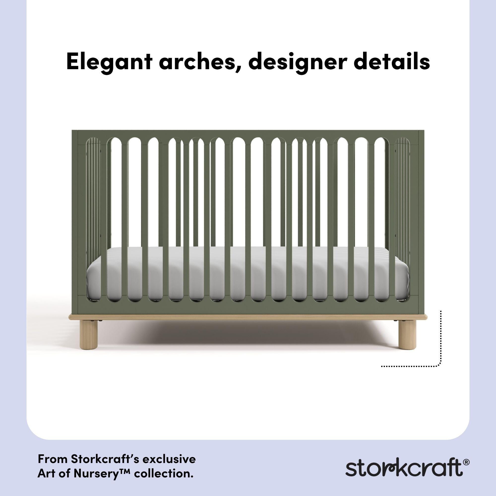 Storkcraft Sicily Deluxe 3-in-1 Convertible Crib, Olive/Driftwood, large