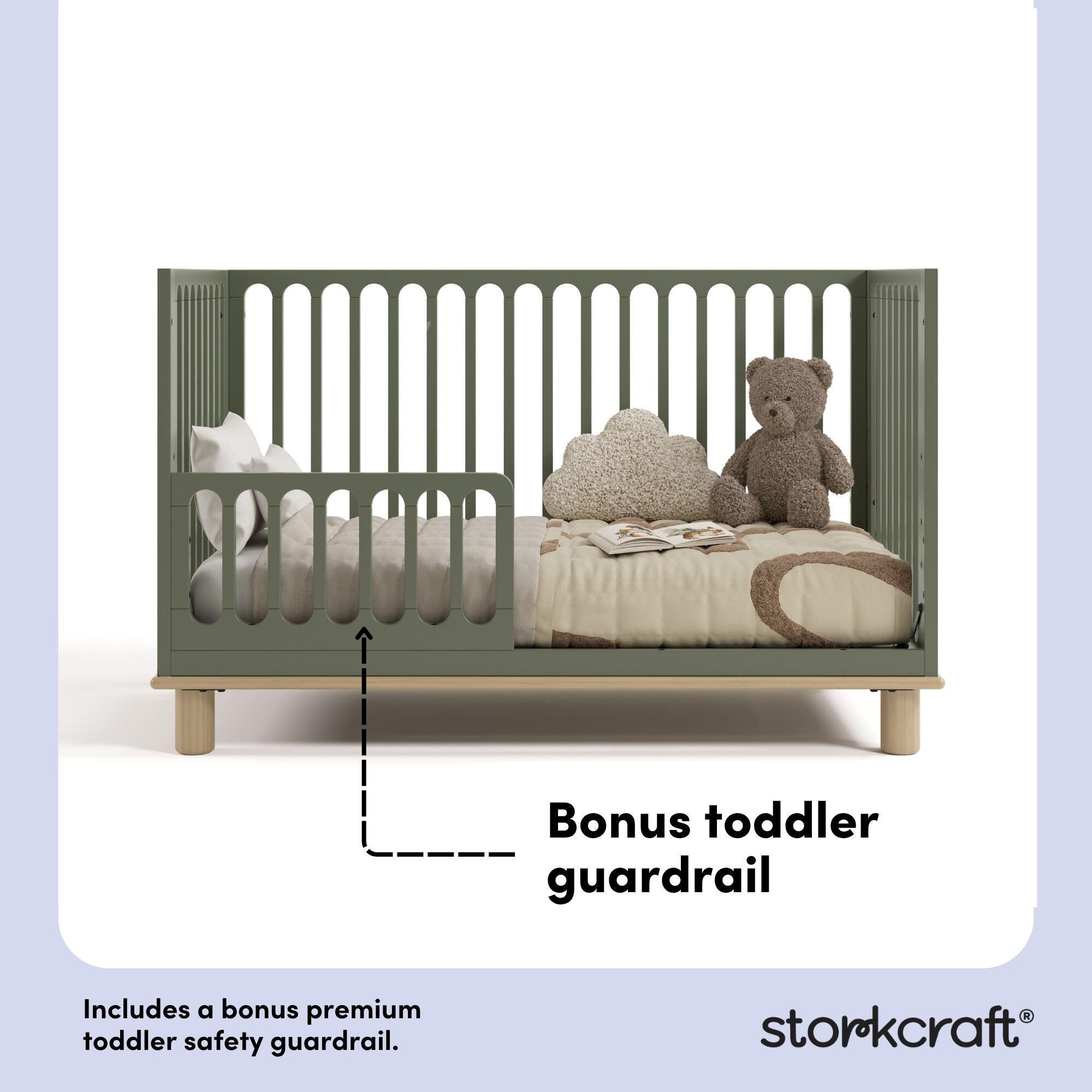 Storkcraft Sicily Deluxe 3-in-1 Convertible Crib, Olive/Driftwood, large