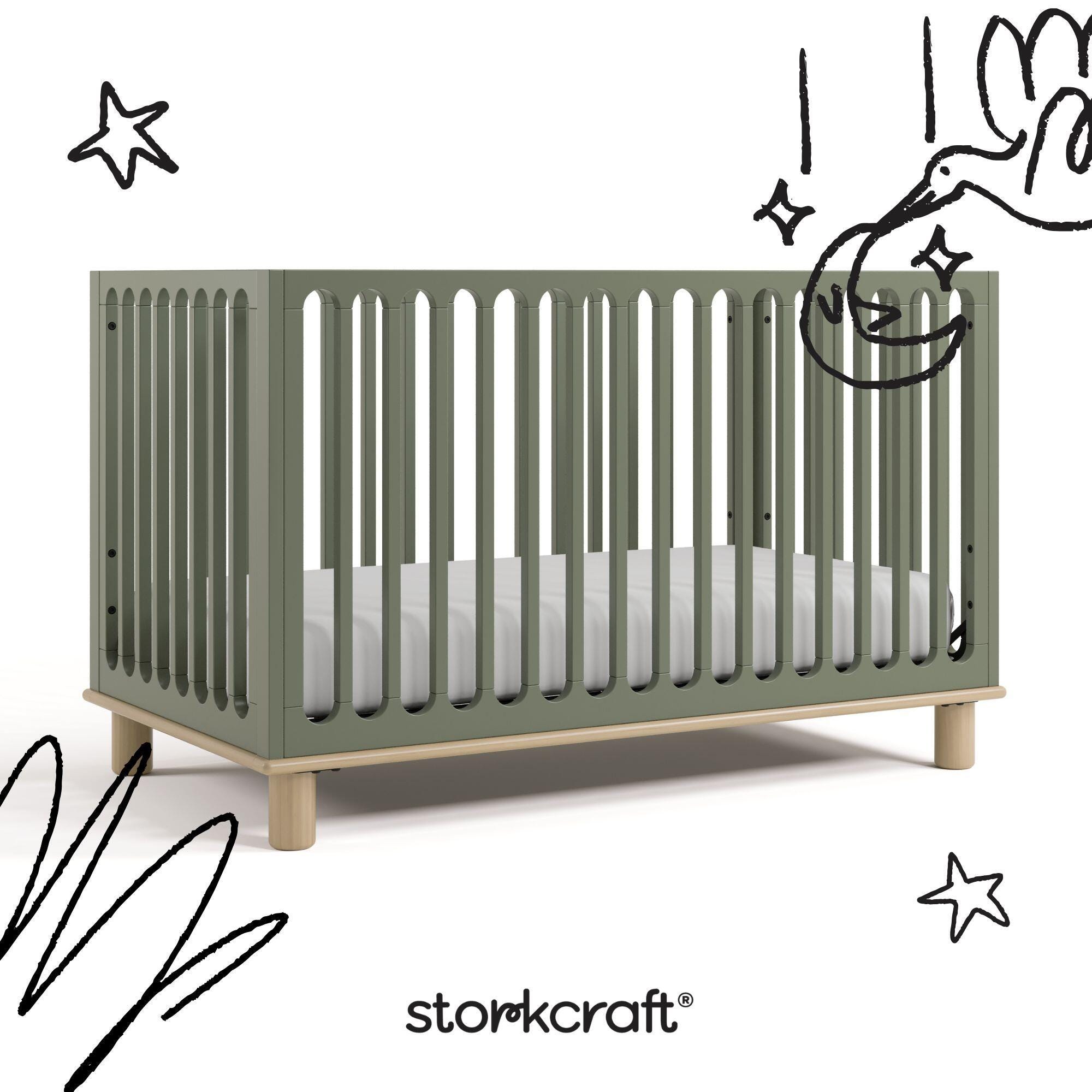 Storkcraft Sicily Deluxe 3-in-1 Convertible Crib, Olive/Driftwood, large