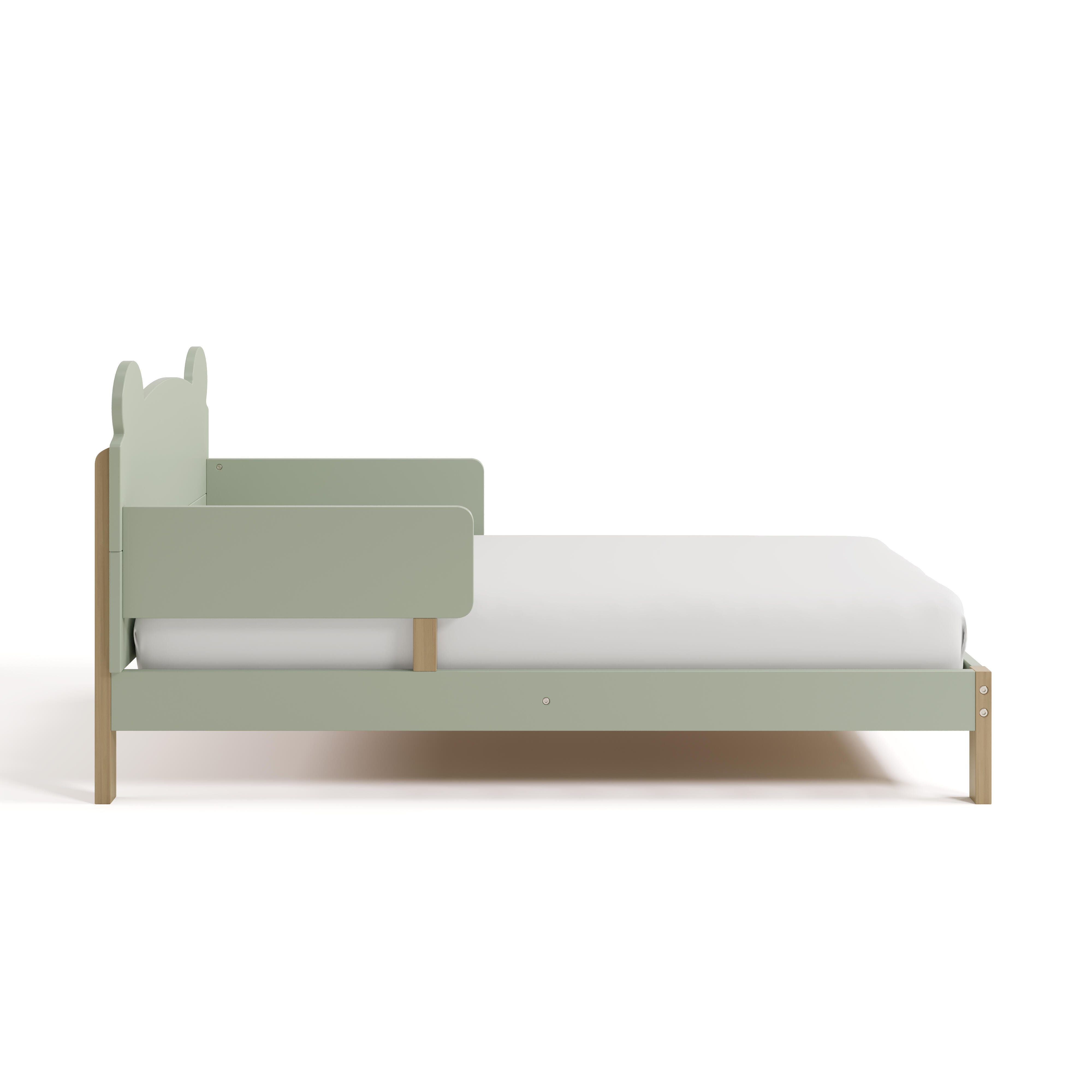 Storkcraft Teddy Bear Toddler Platform Bed, Sage/Driftwood, large