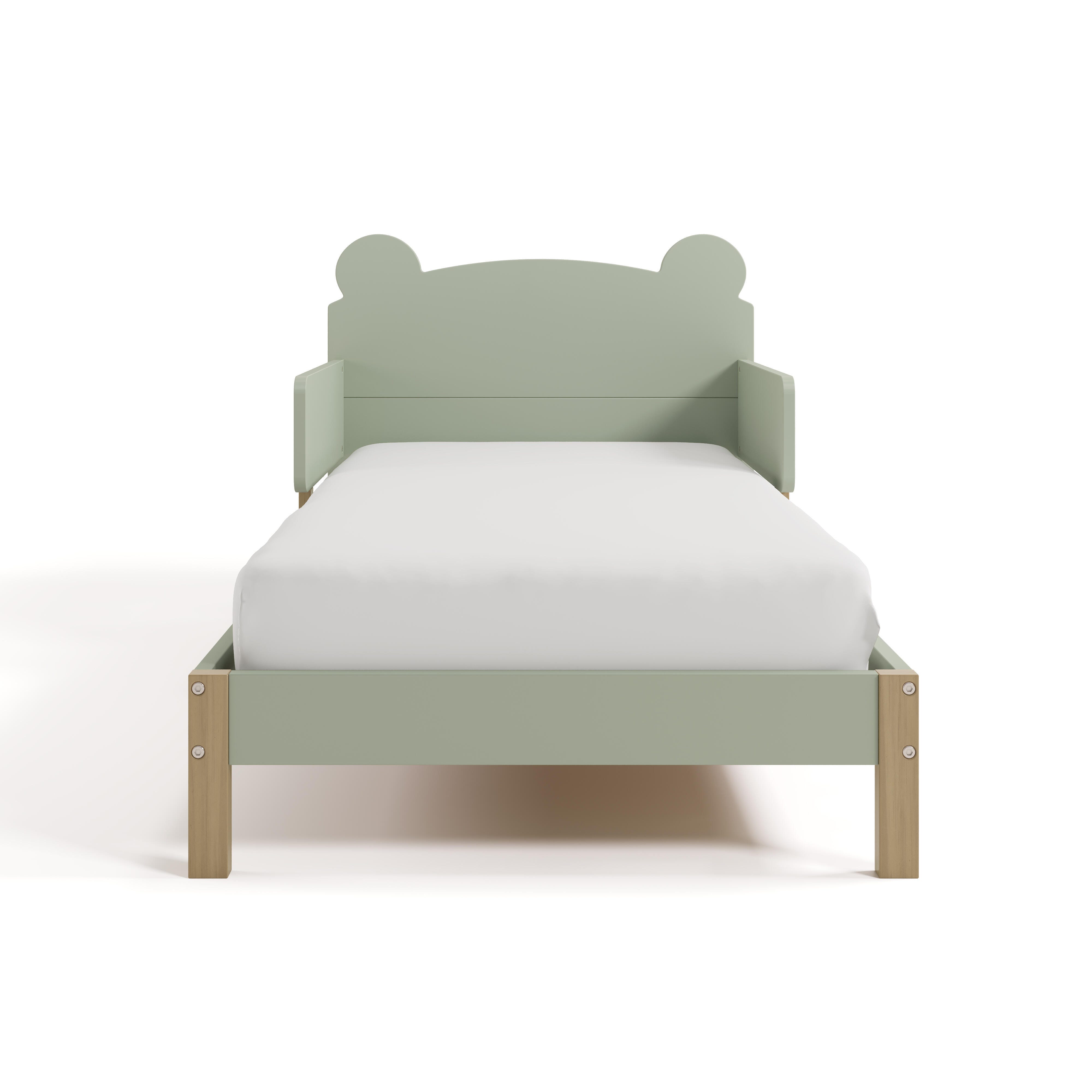 Storkcraft Teddy Bear Toddler Platform Bed, Sage/Driftwood, large