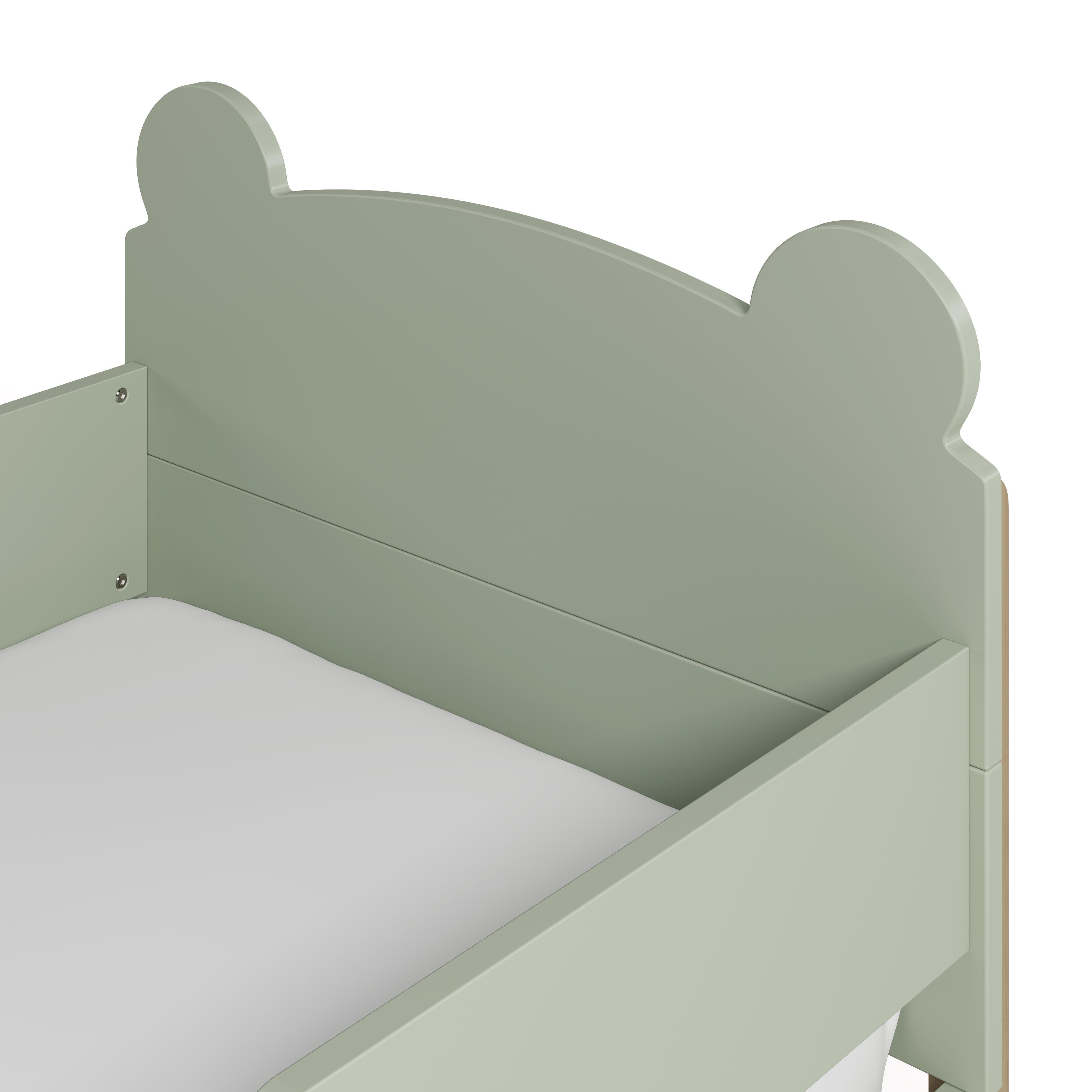 Storkcraft Teddy Bear Toddler Platform Bed, Sage/Driftwood, large