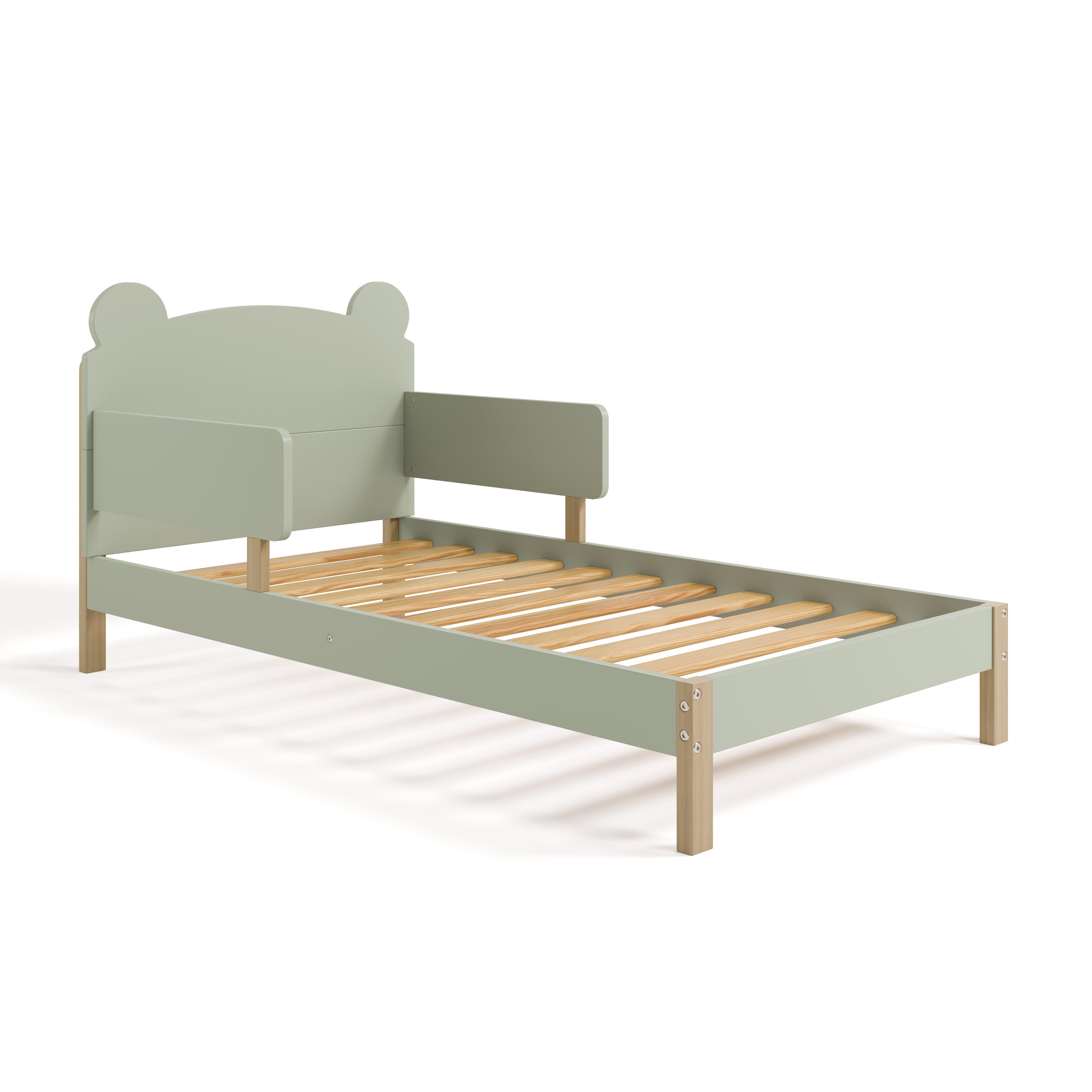 Storkcraft Teddy Bear Toddler Platform Bed, Sage/Driftwood, large