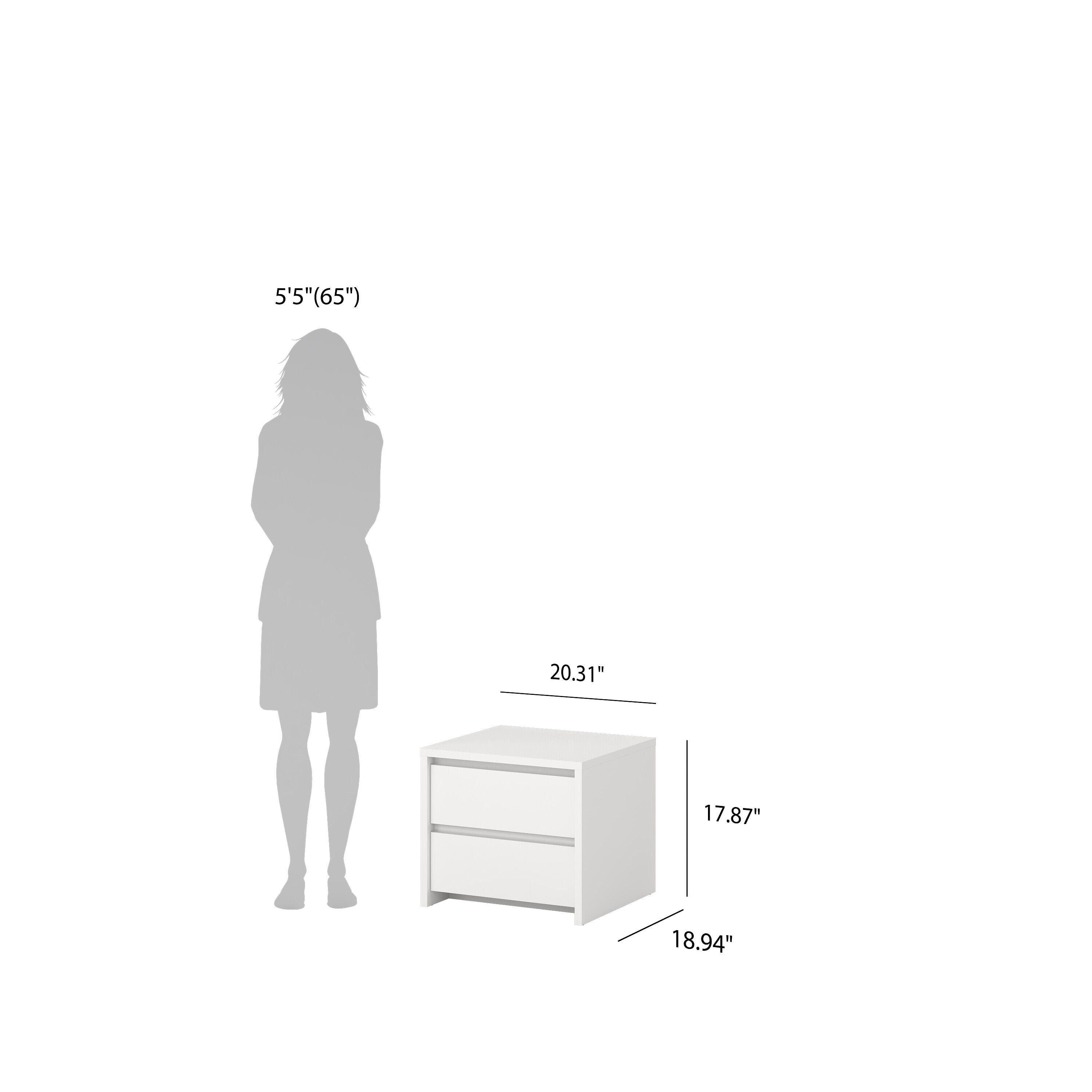 Tvilum Next 20" 2 Drawer Nightstand, White, large