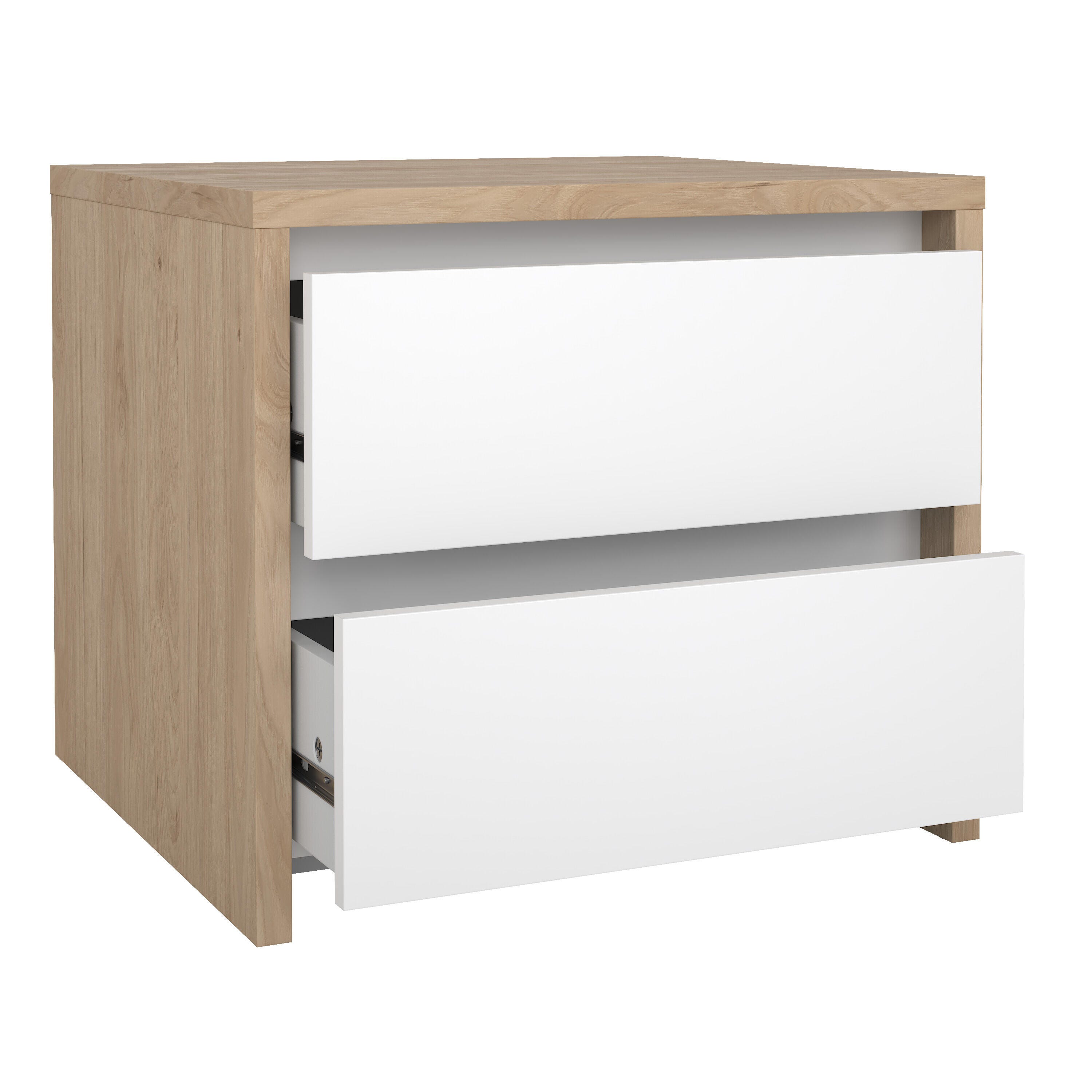 Tvilum Next 20" 2 Drawer Nightstand, Jackson Hickory/White, large