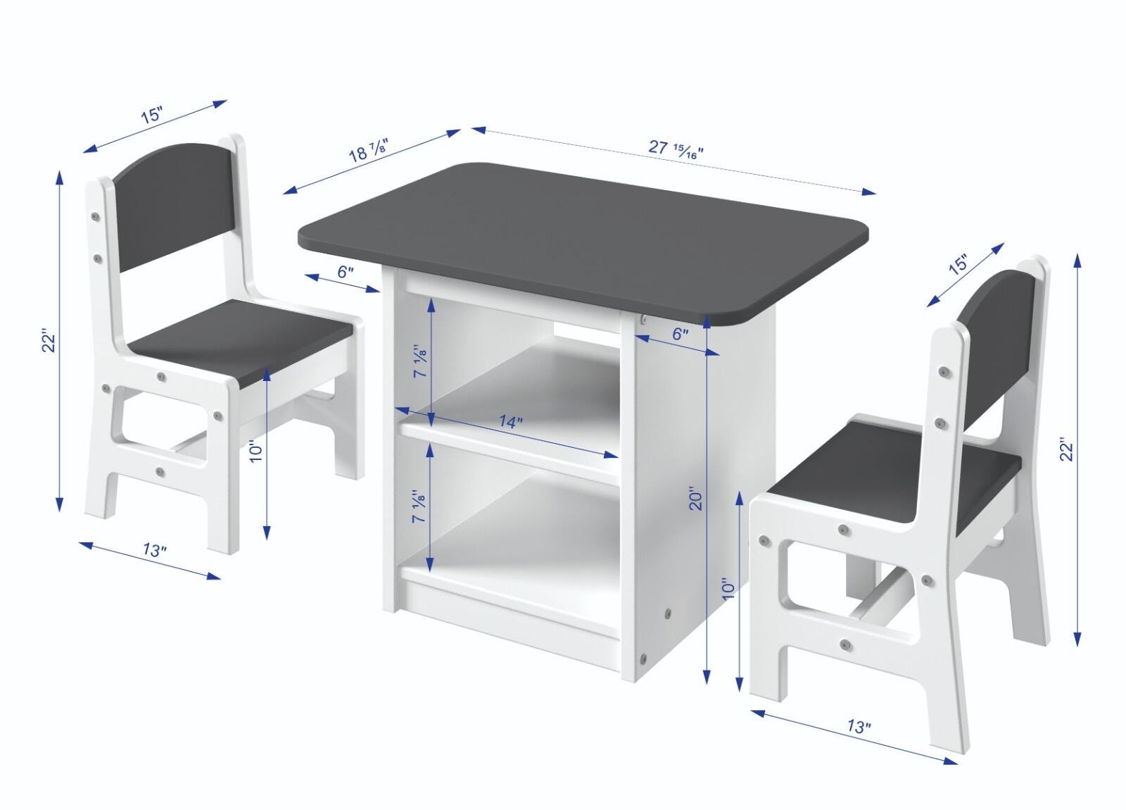 Donco Kids Art & Play Table and 2 Chairs Set, , large