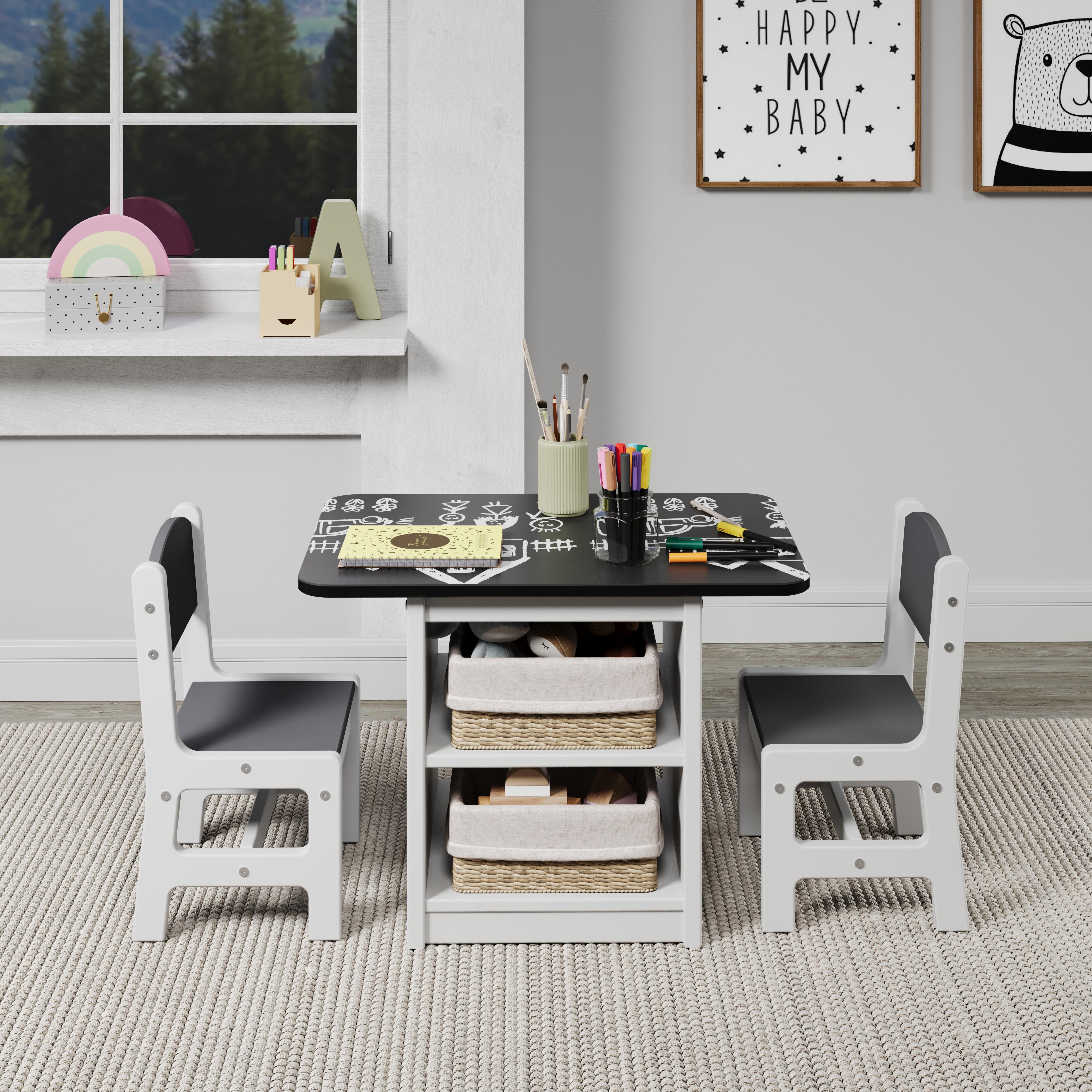 Donco Kids Art & Play Table and 2 Chairs Set, , large
