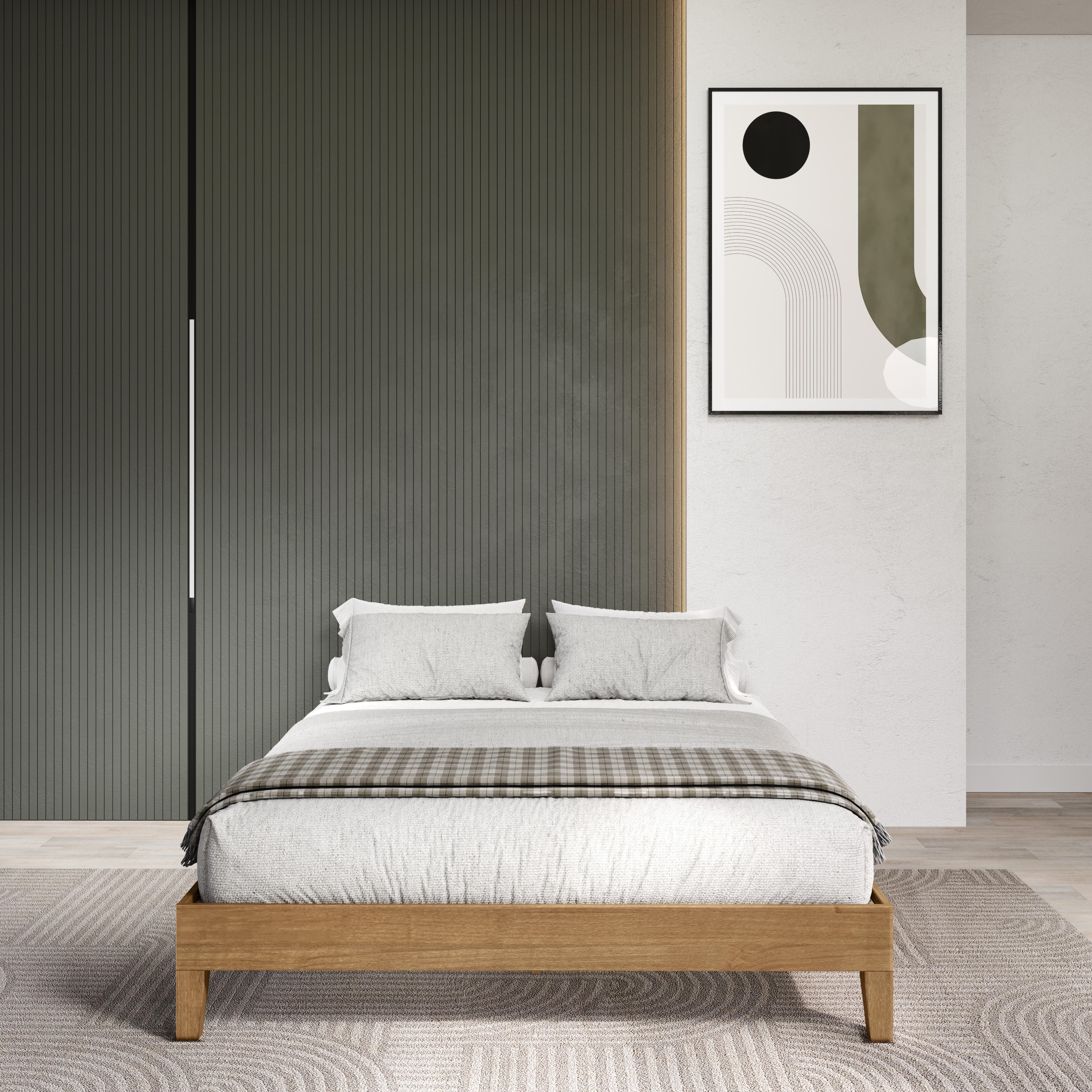 Donco Trading No Headboard Full Platform Bed, Urban Oak, large