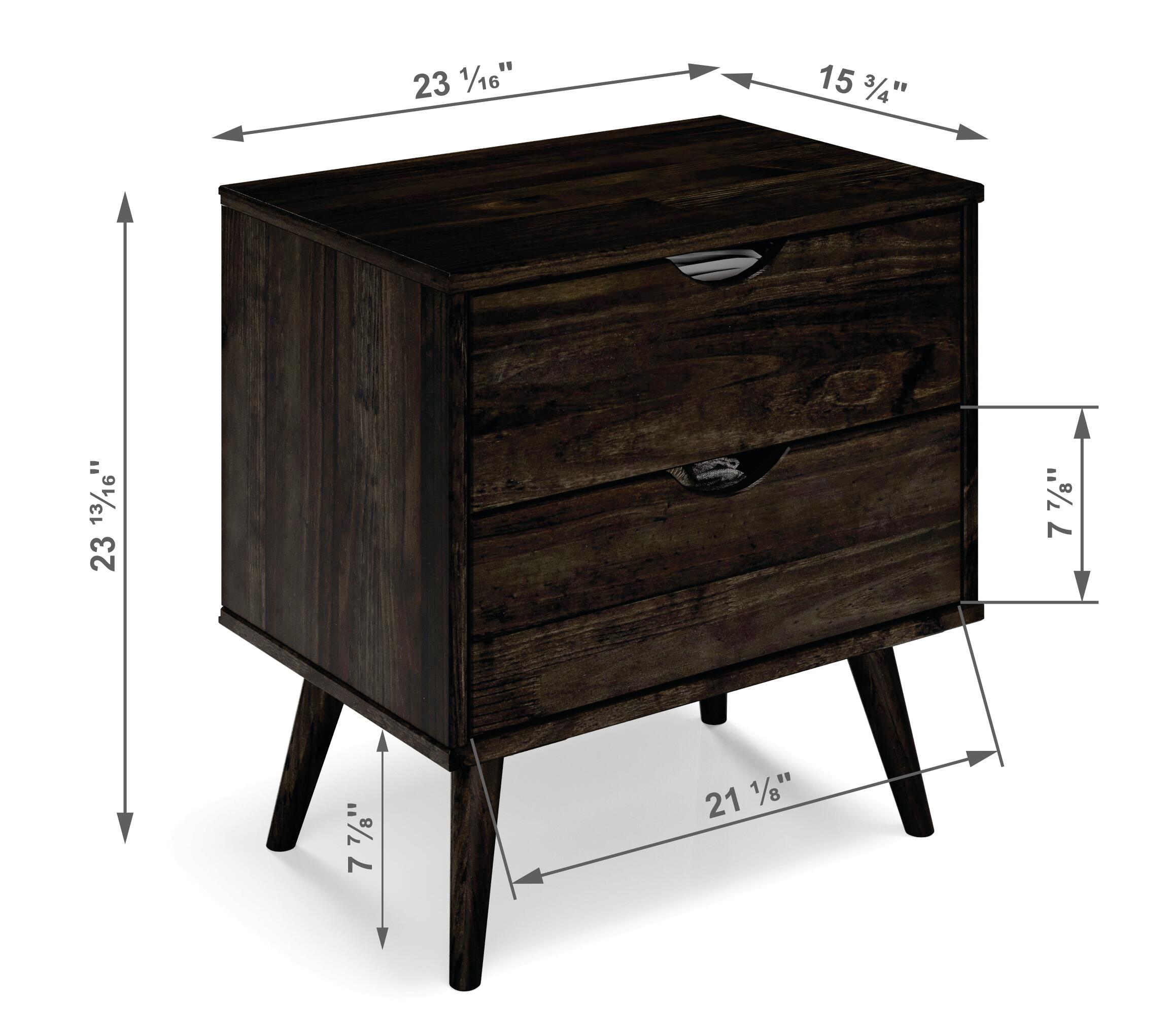 Donco Trading Sleepless 16" 2 Drawer Nightstand, Urban Walnut, large