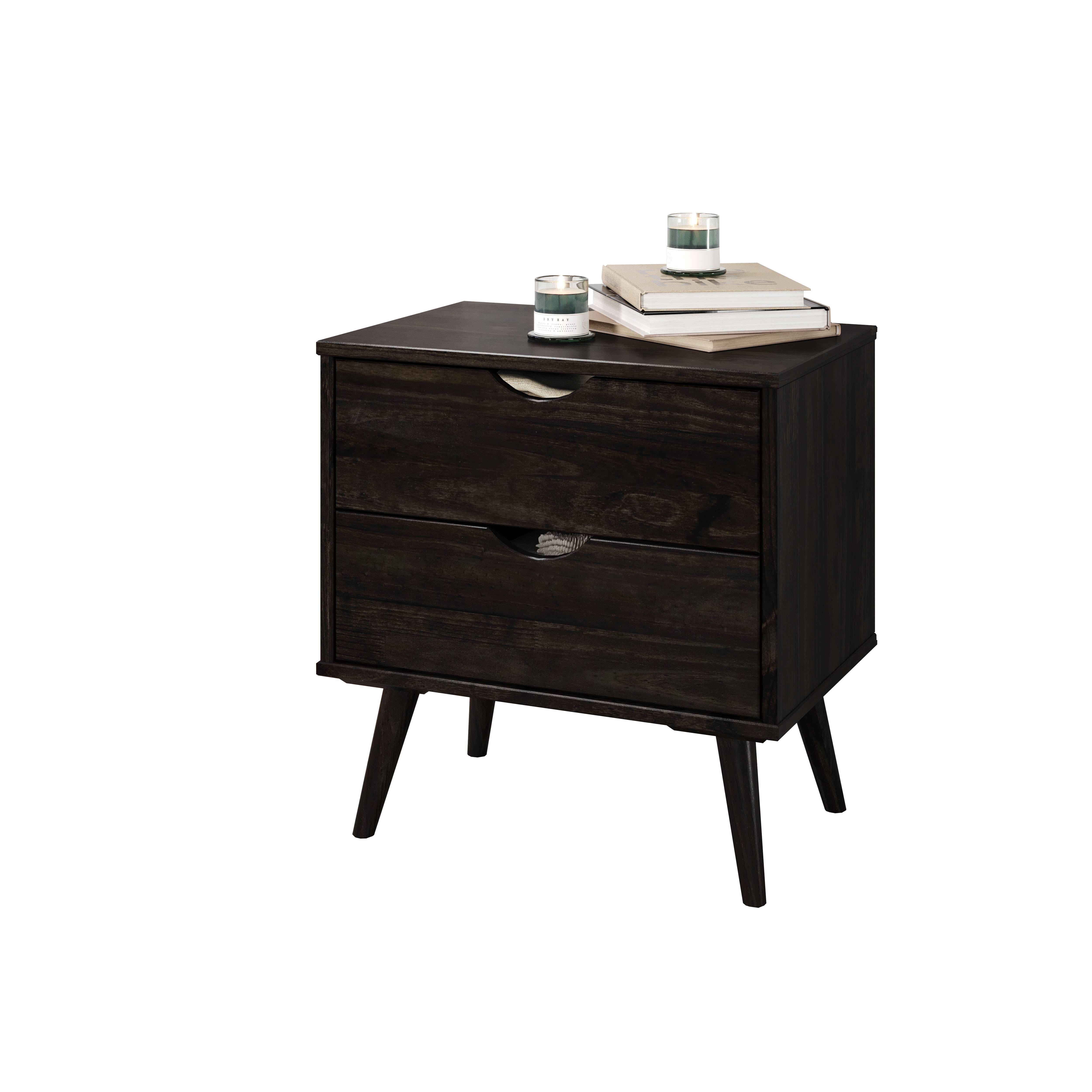 Donco Trading Sleepless 16" 2 Drawer Nightstand, Urban Walnut, large