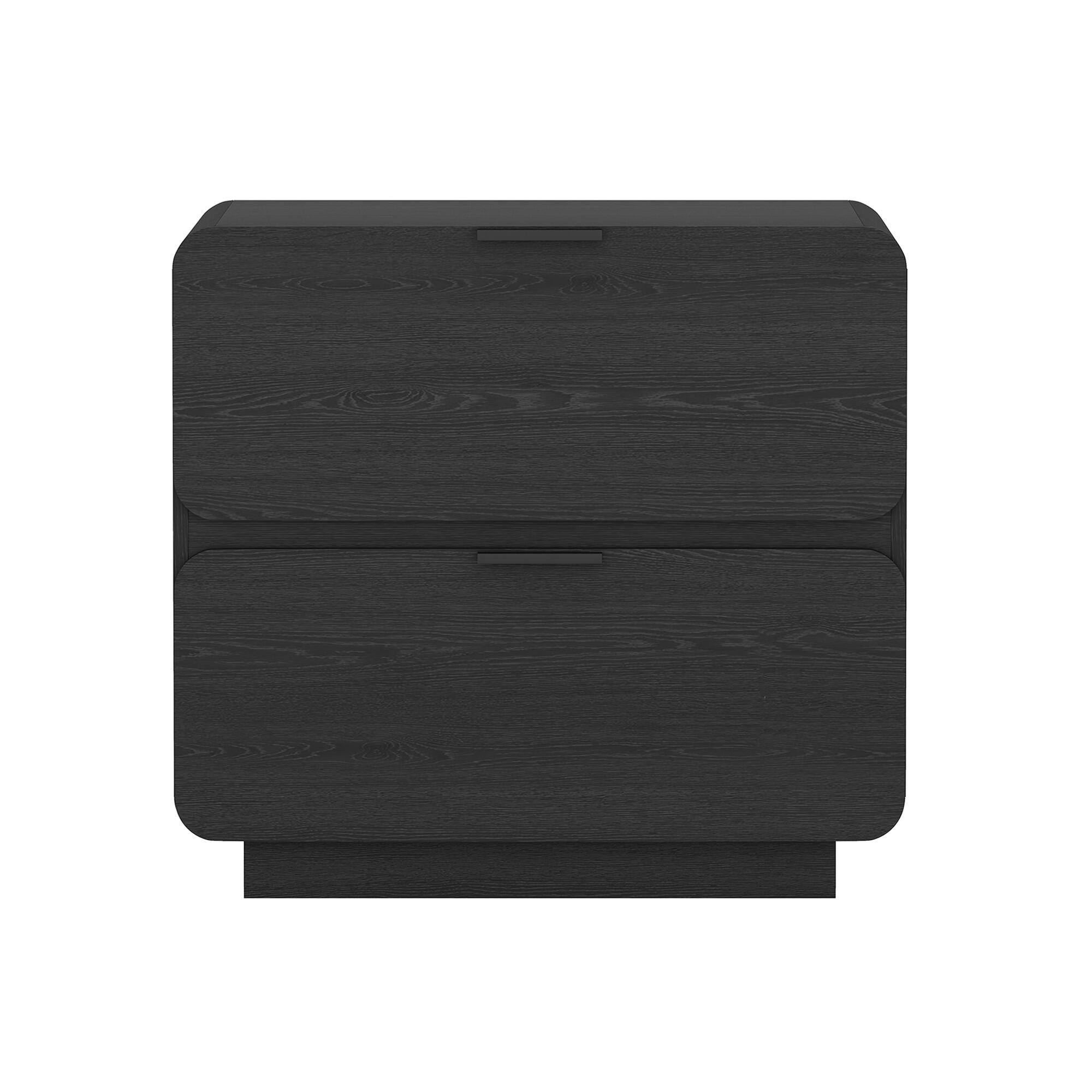 Manhattan Comfort Chrystie 26" 2 Drawer Nightstand, Black, large
