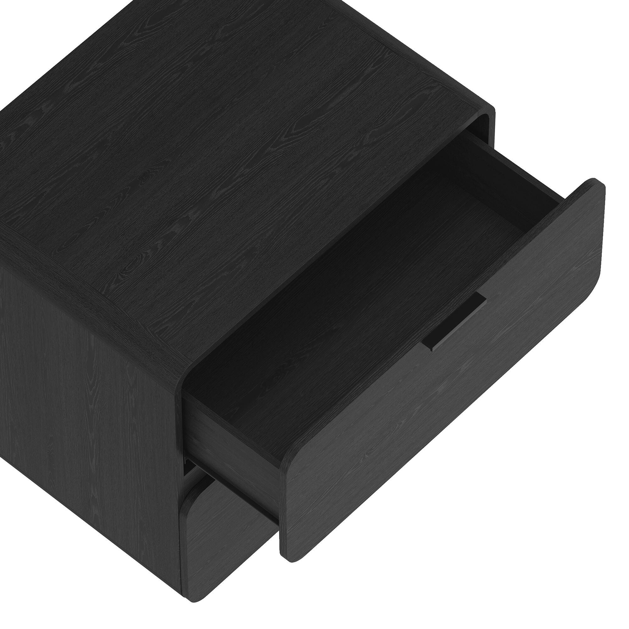 Manhattan Comfort Chrystie 26" 2 Drawer Nightstand, Black, large