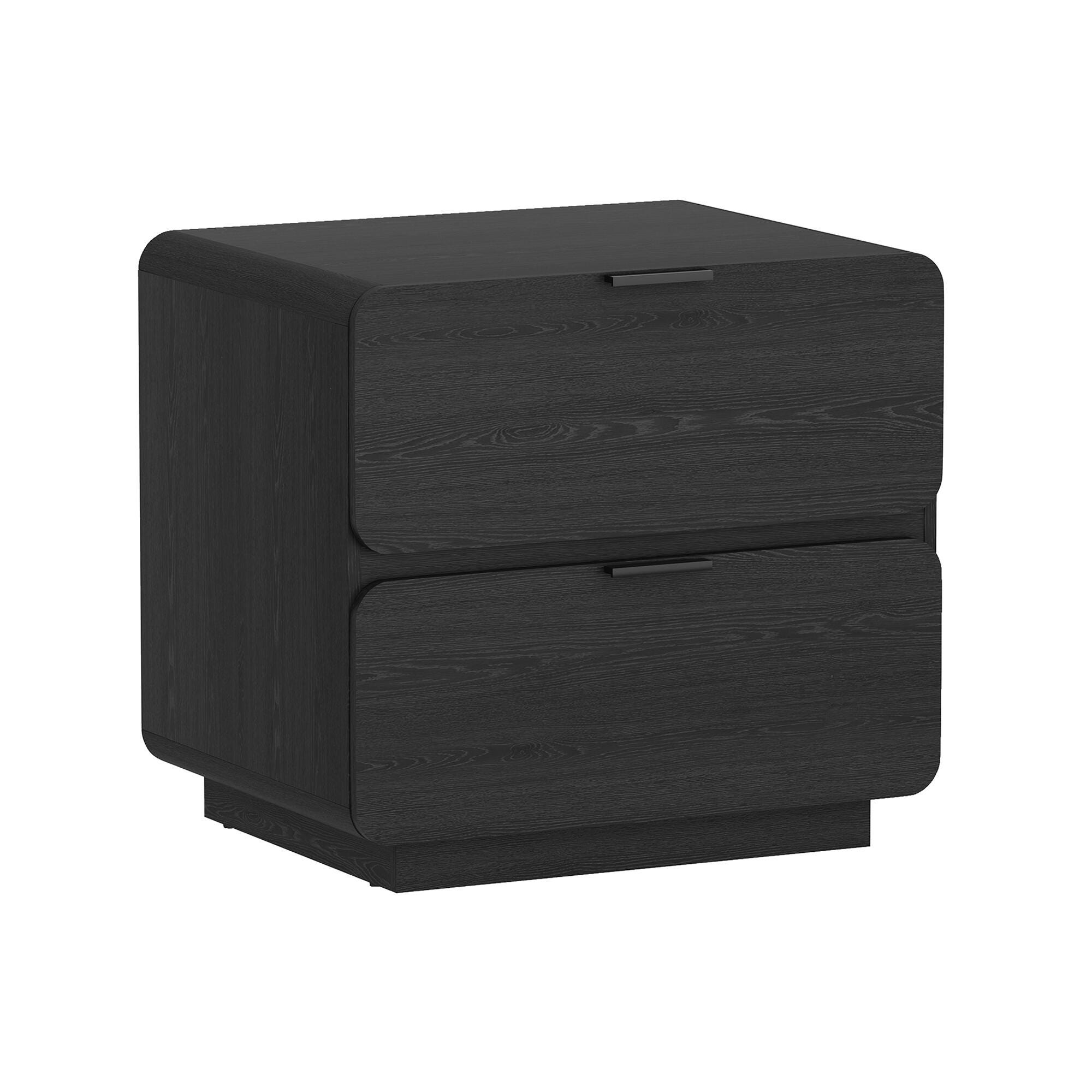 Manhattan Comfort Chrystie 26" 2 Drawer Nightstand, Black, large