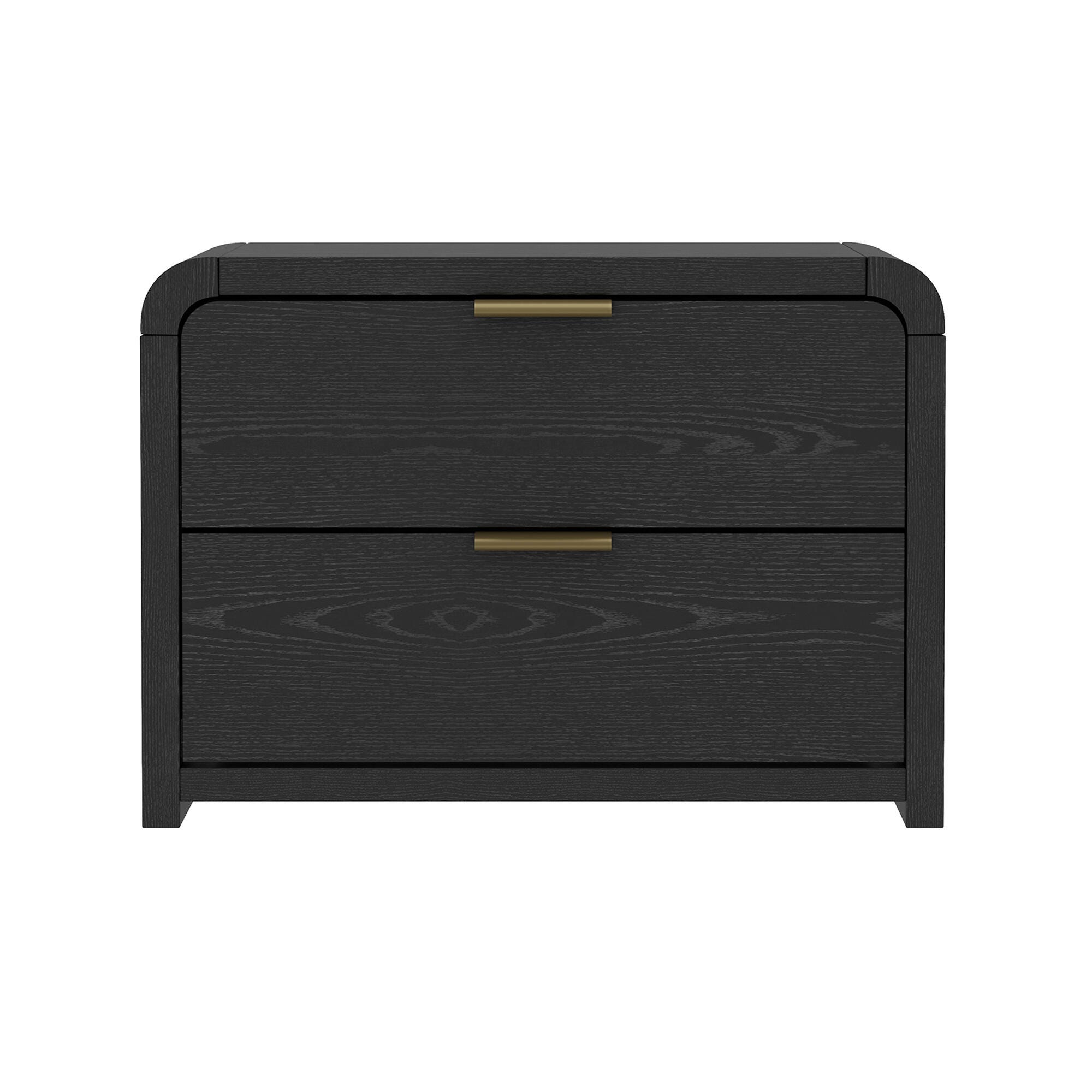 Manhattan Comfort Grace 28" 2 Drawer Nightstand, Black/Gold, large