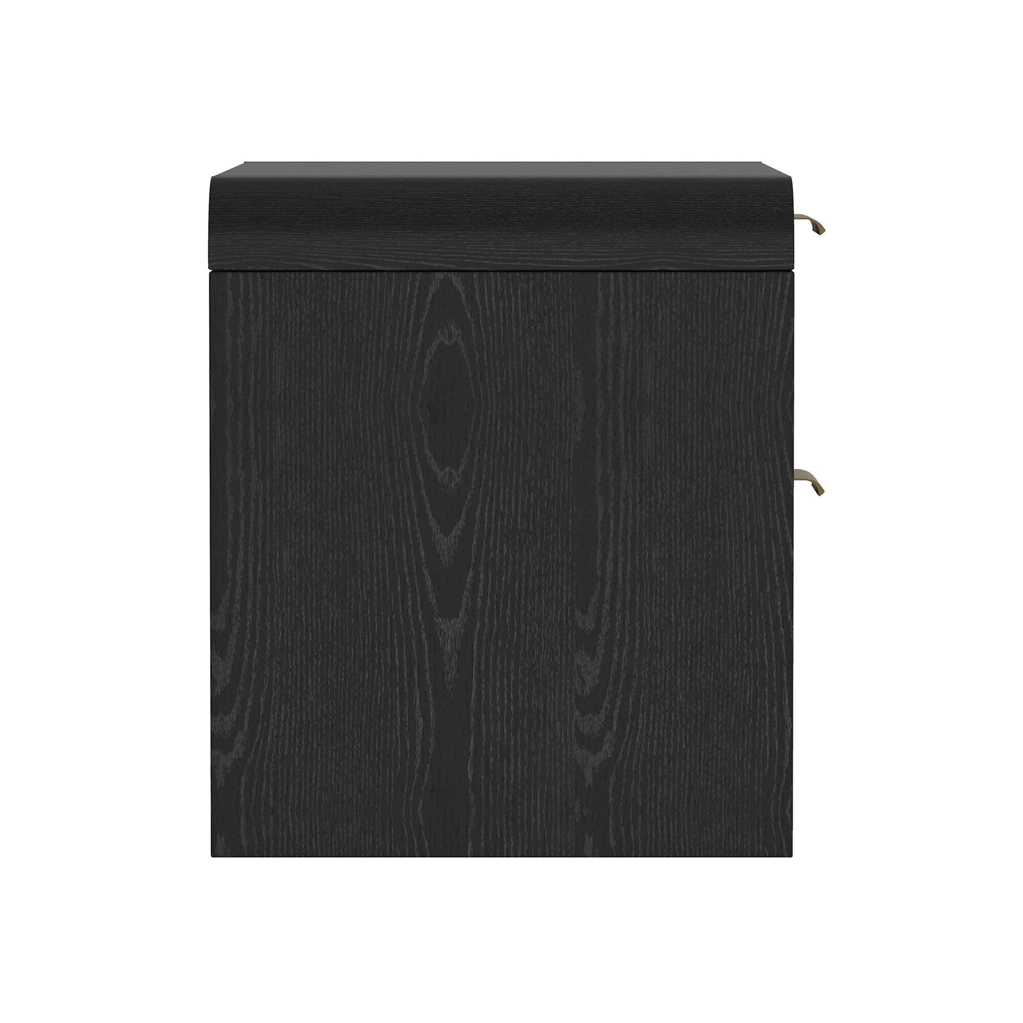 Manhattan Comfort Grace 28" 2 Drawer Nightstand, Black/Gold, large