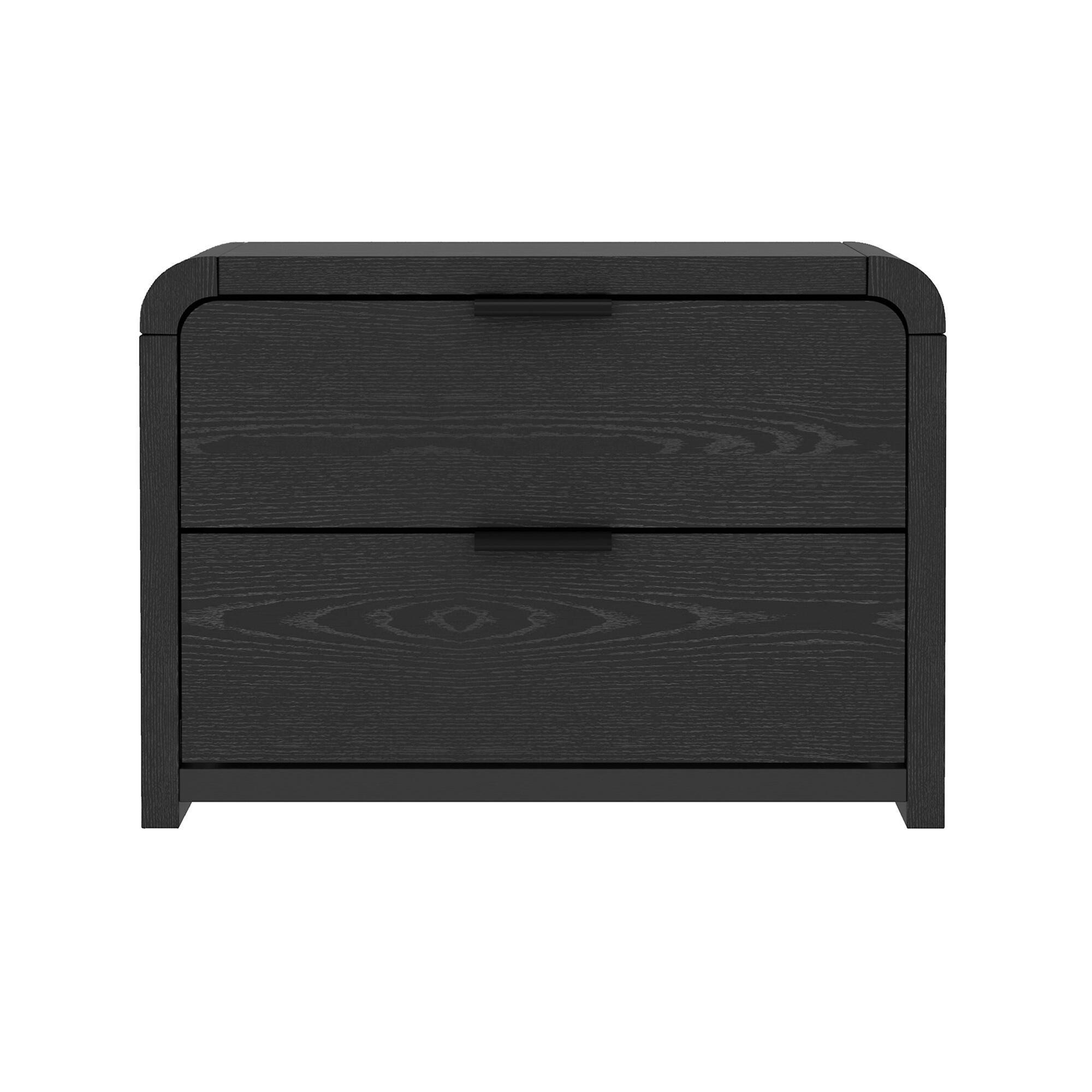 Manhattan Comfort Grace 28" 2 Drawer Nightstand, Black, large