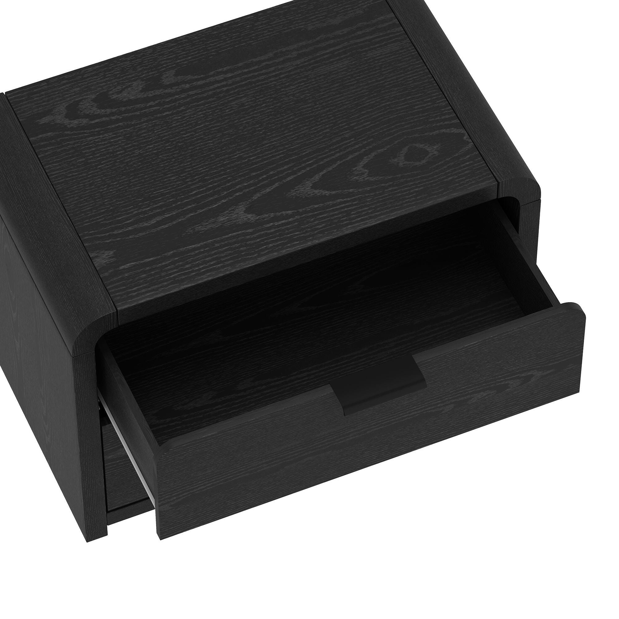 Manhattan Comfort Grace 28" 2 Drawer Nightstand, Black, large