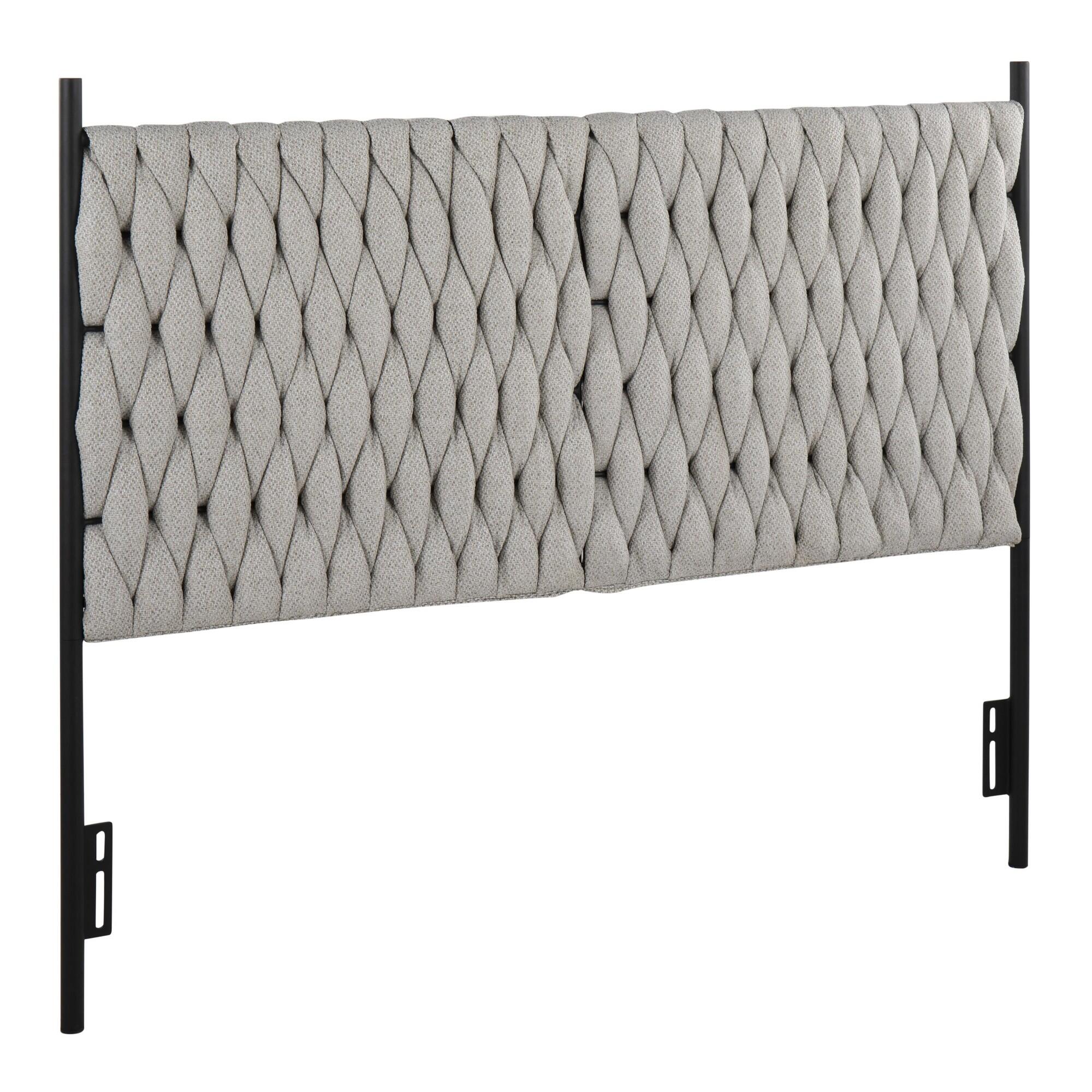 LumiSource Matisse Queen Upholstered Headboard, Light Gray/Black, large