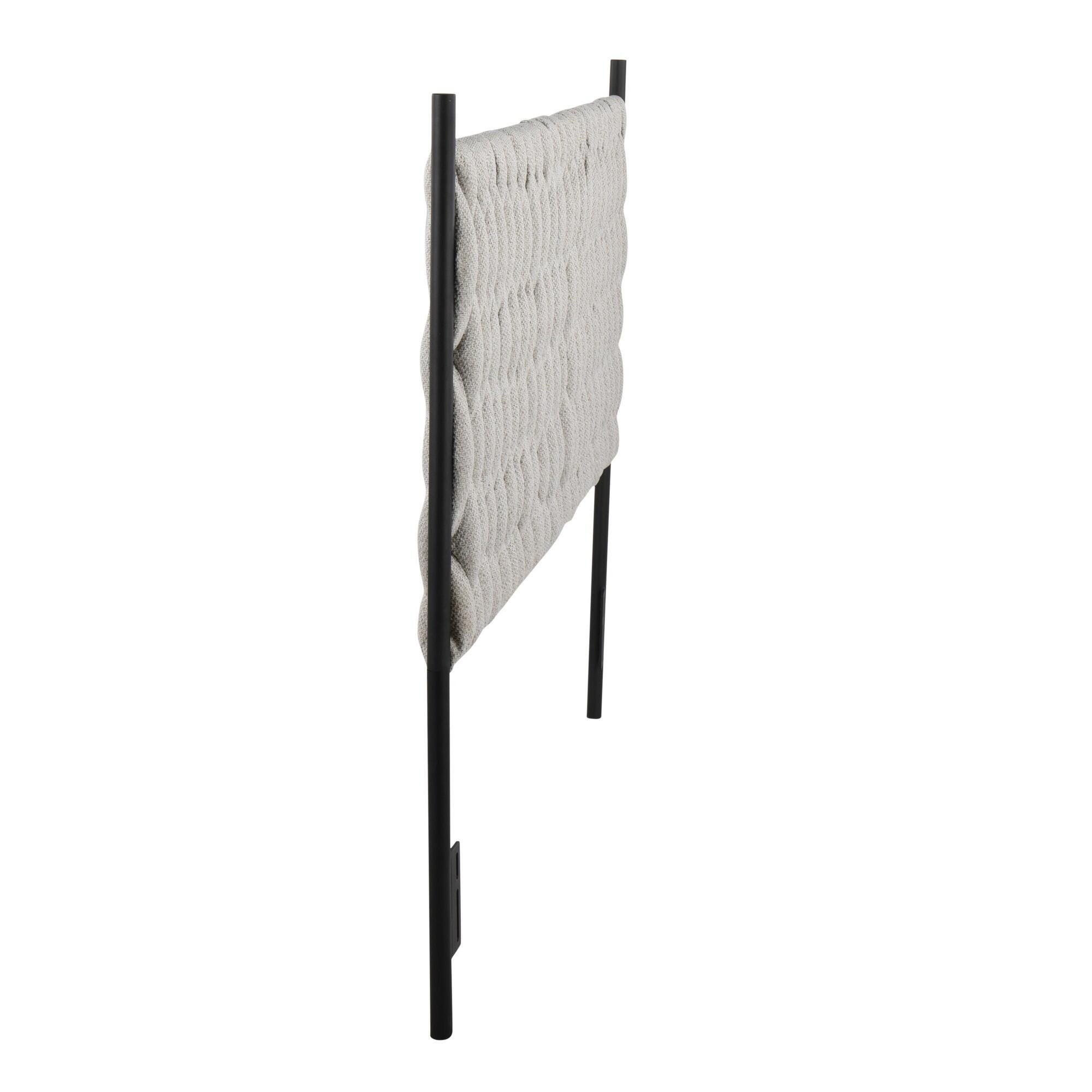 LumiSource Matisse Queen Upholstered Headboard, Light Gray/Black, large