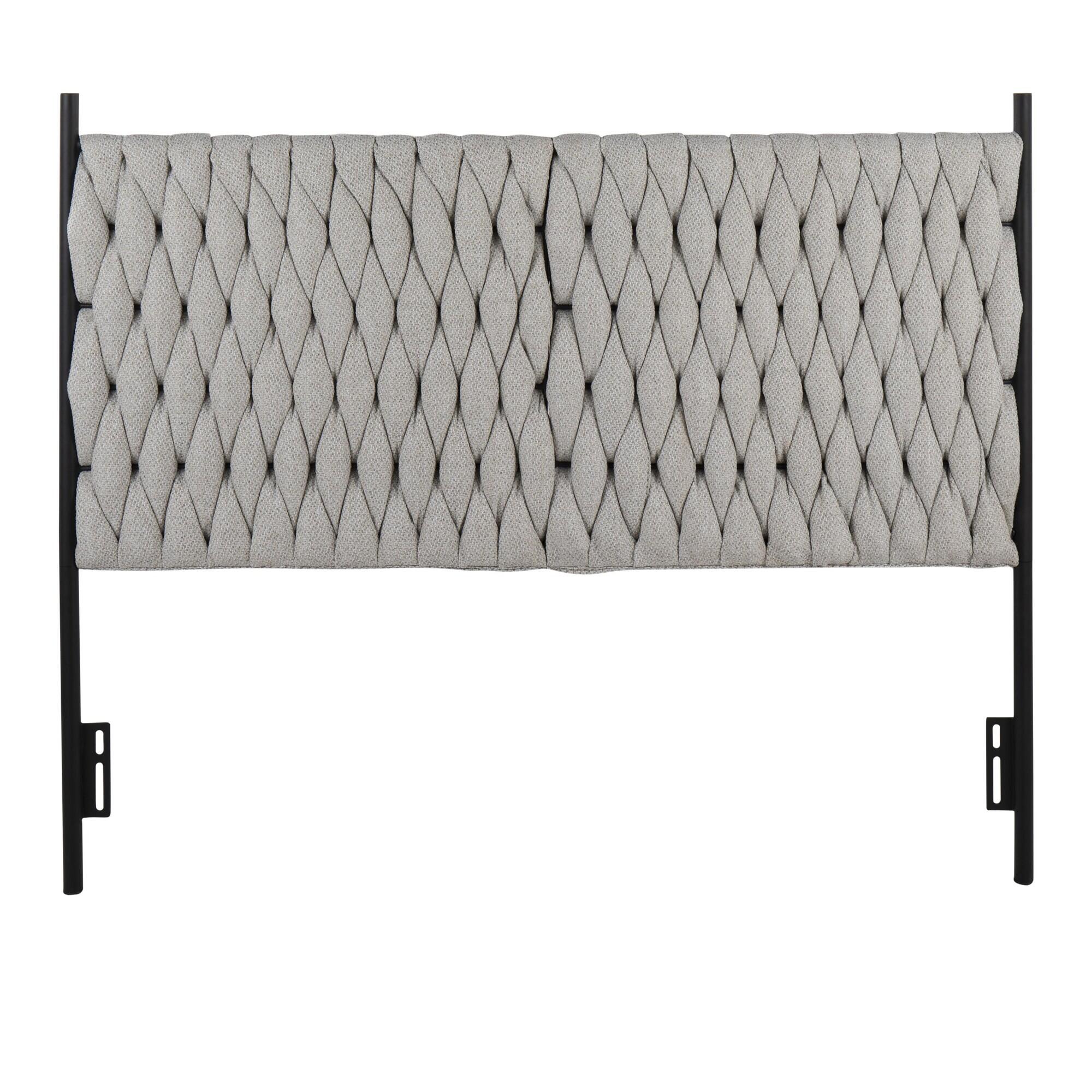 LumiSource Matisse Queen Upholstered Headboard, Light Gray/Black, large