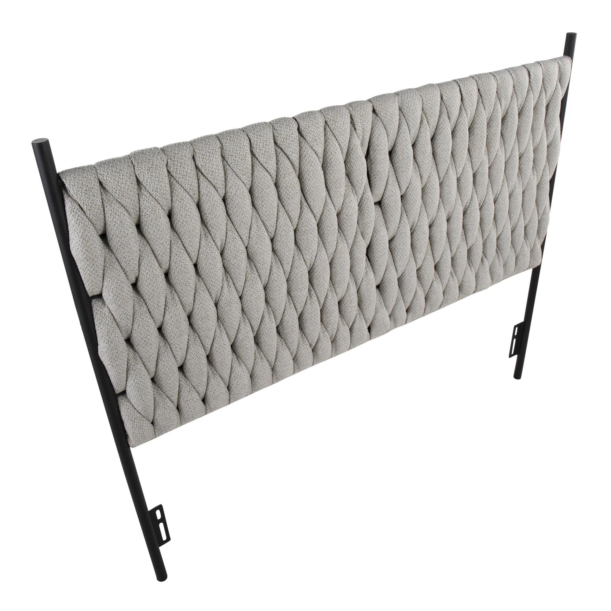 LumiSource Matisse Queen Upholstered Headboard, Light Gray/Black, large