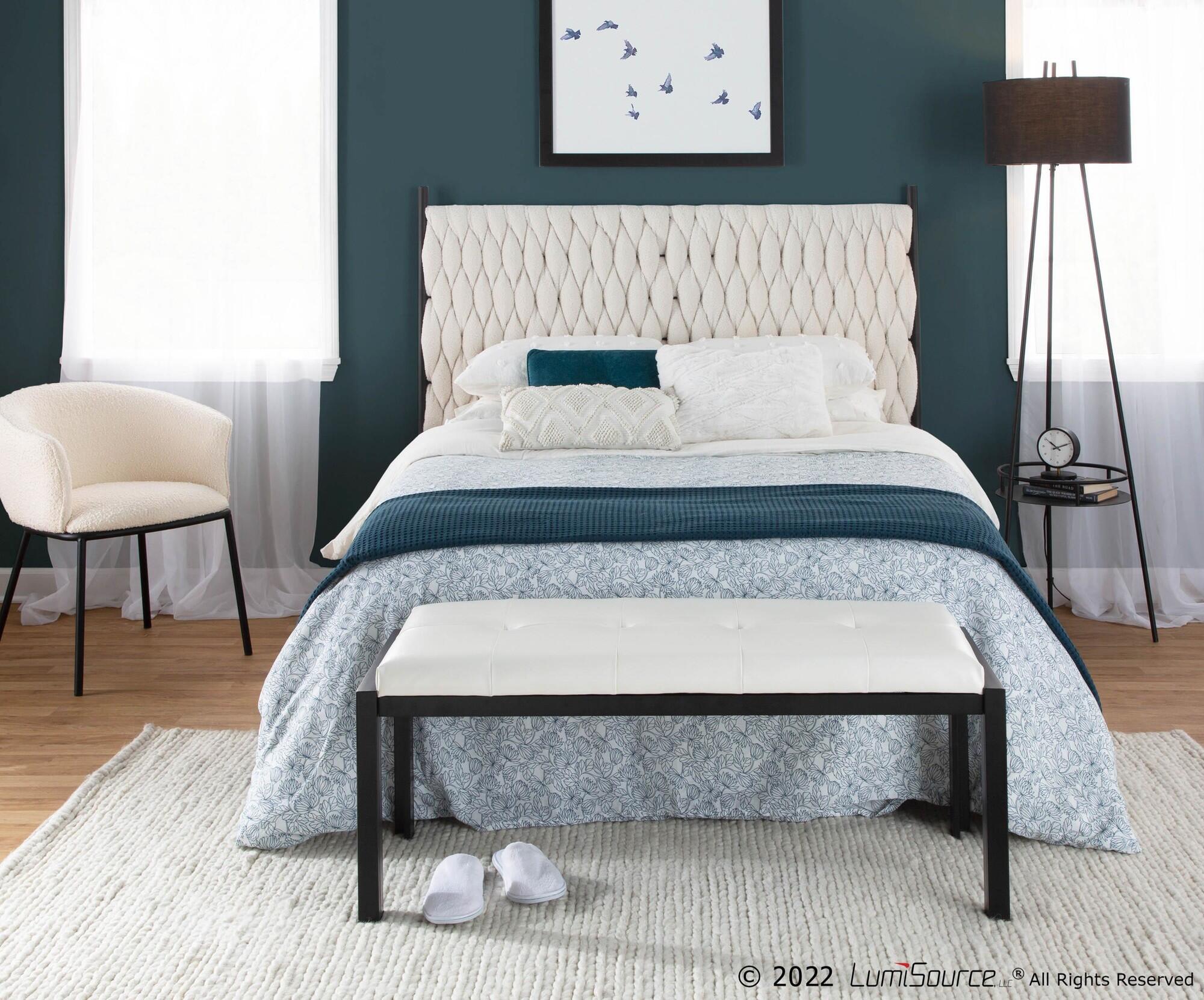 LumiSource Matisse Queen Upholstered Headboard, Cream/Black, large