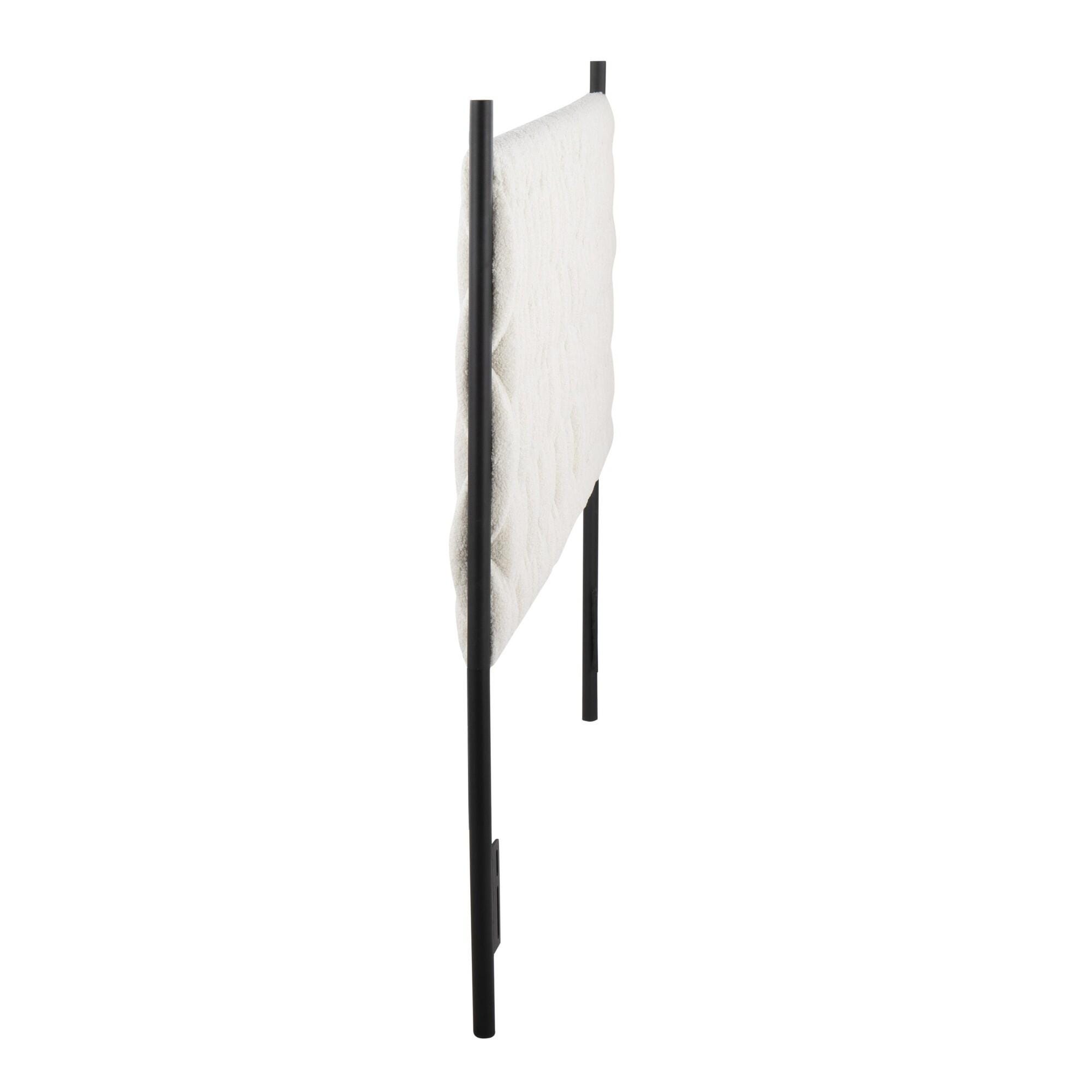 LumiSource Matisse Queen Upholstered Headboard, Cream/Black, large