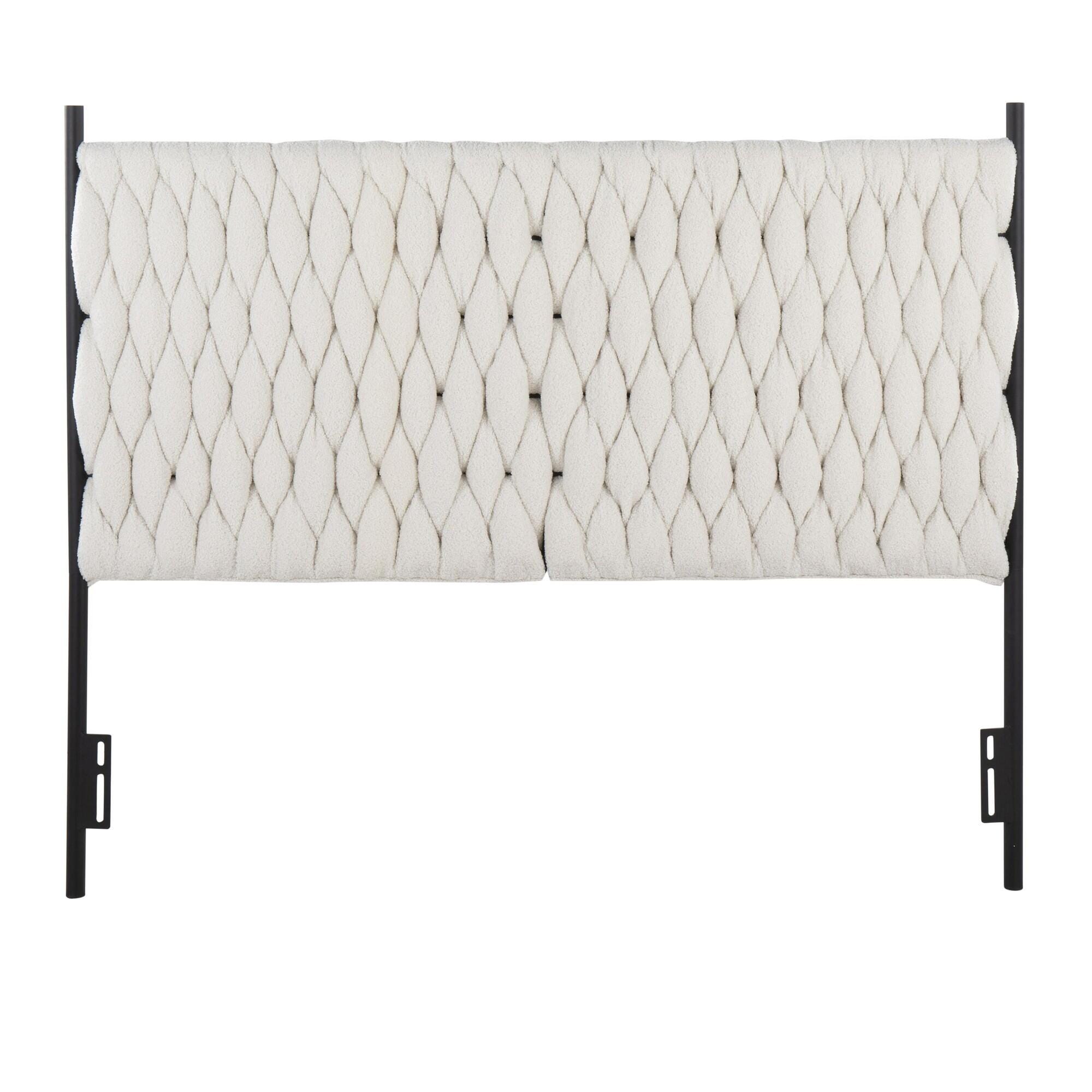 LumiSource Matisse Queen Upholstered Headboard, Cream/Black, large