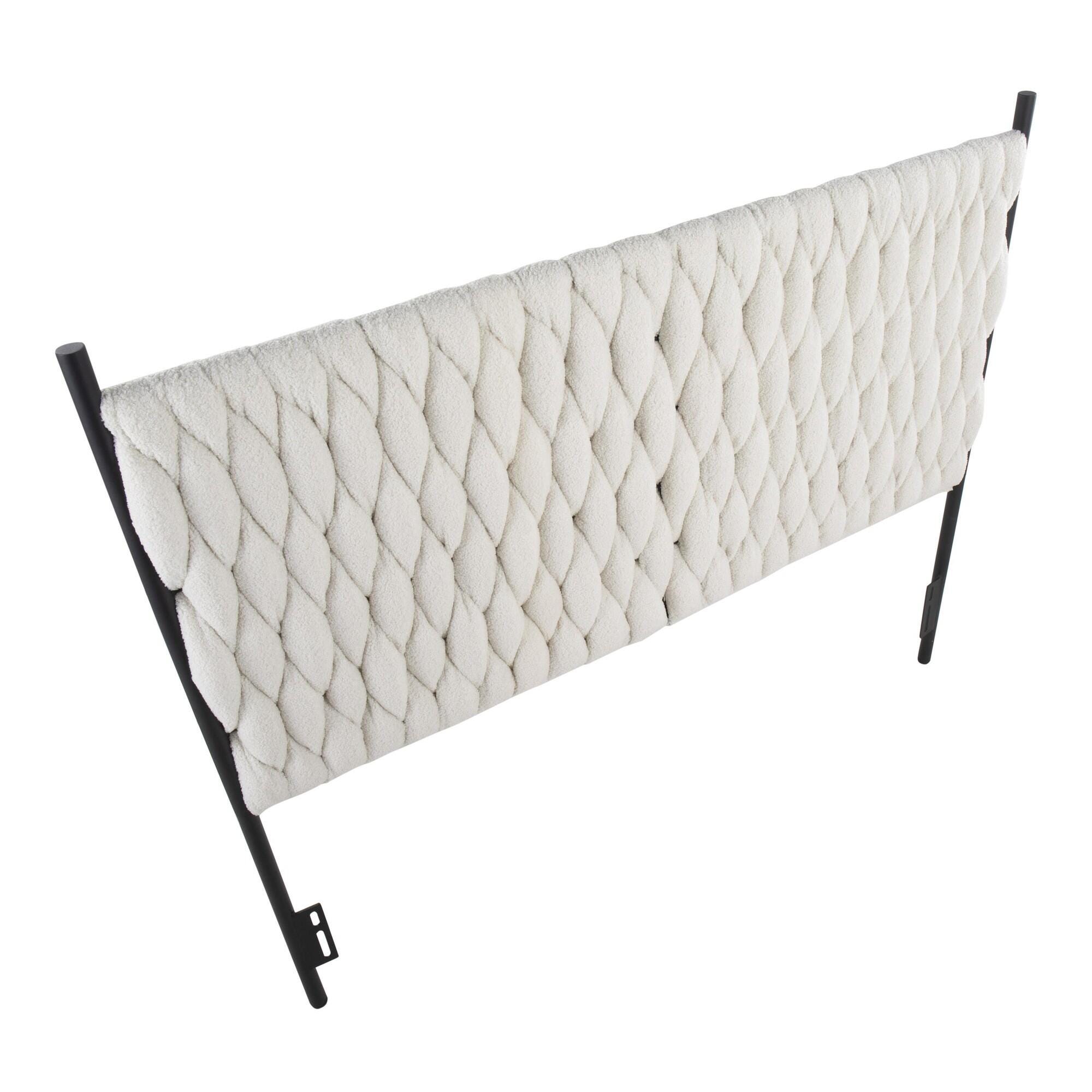 LumiSource Matisse Queen Upholstered Headboard, Cream/Black, large