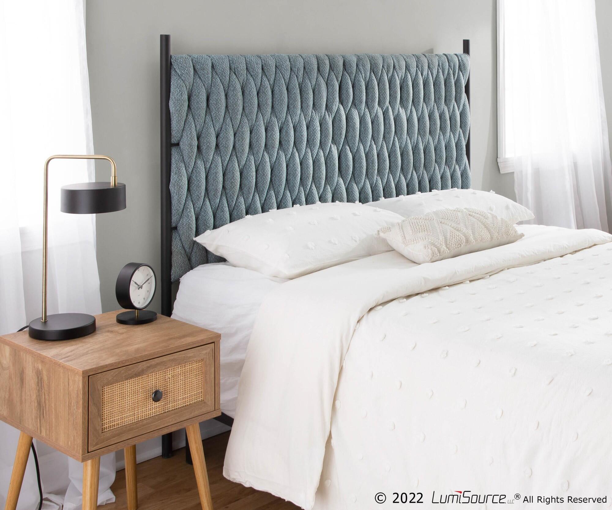 LumiSource Matisse Queen Upholstered Headboard, Blue/Black, rollover