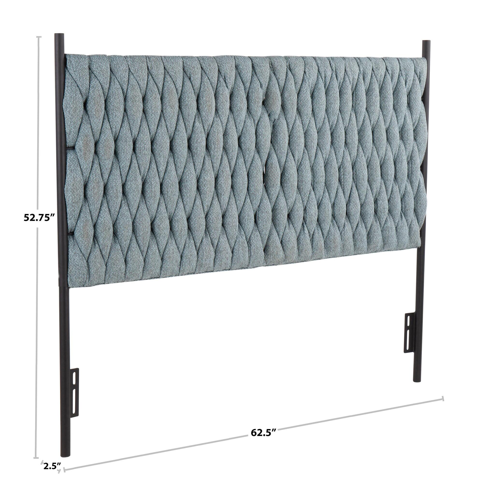 LumiSource Matisse Queen Upholstered Headboard, Blue/Black, large