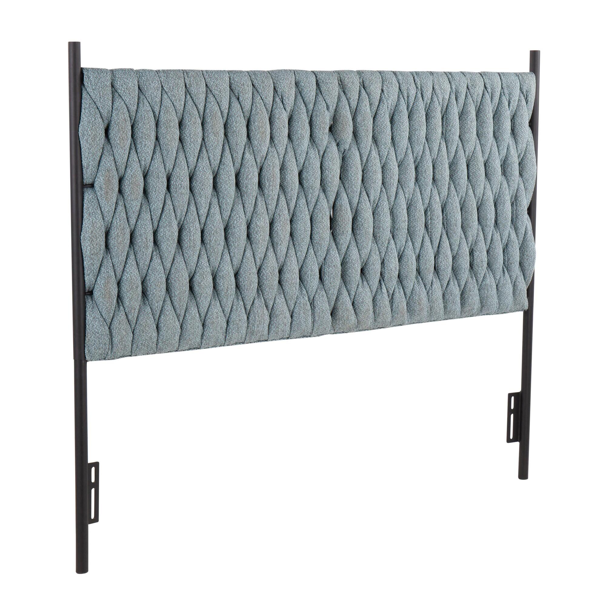 LumiSource Matisse Queen Upholstered Headboard, Blue/Black, large