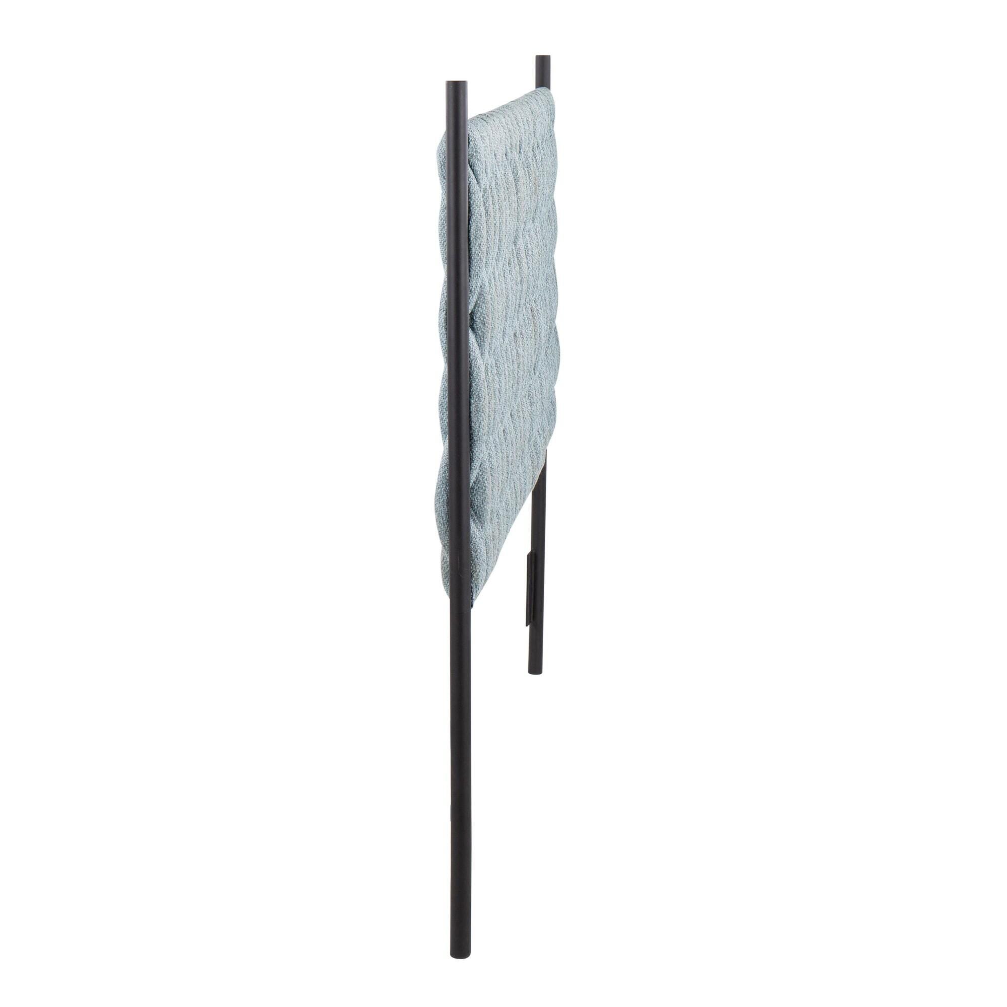 LumiSource Matisse Queen Upholstered Headboard, Blue/Black, large