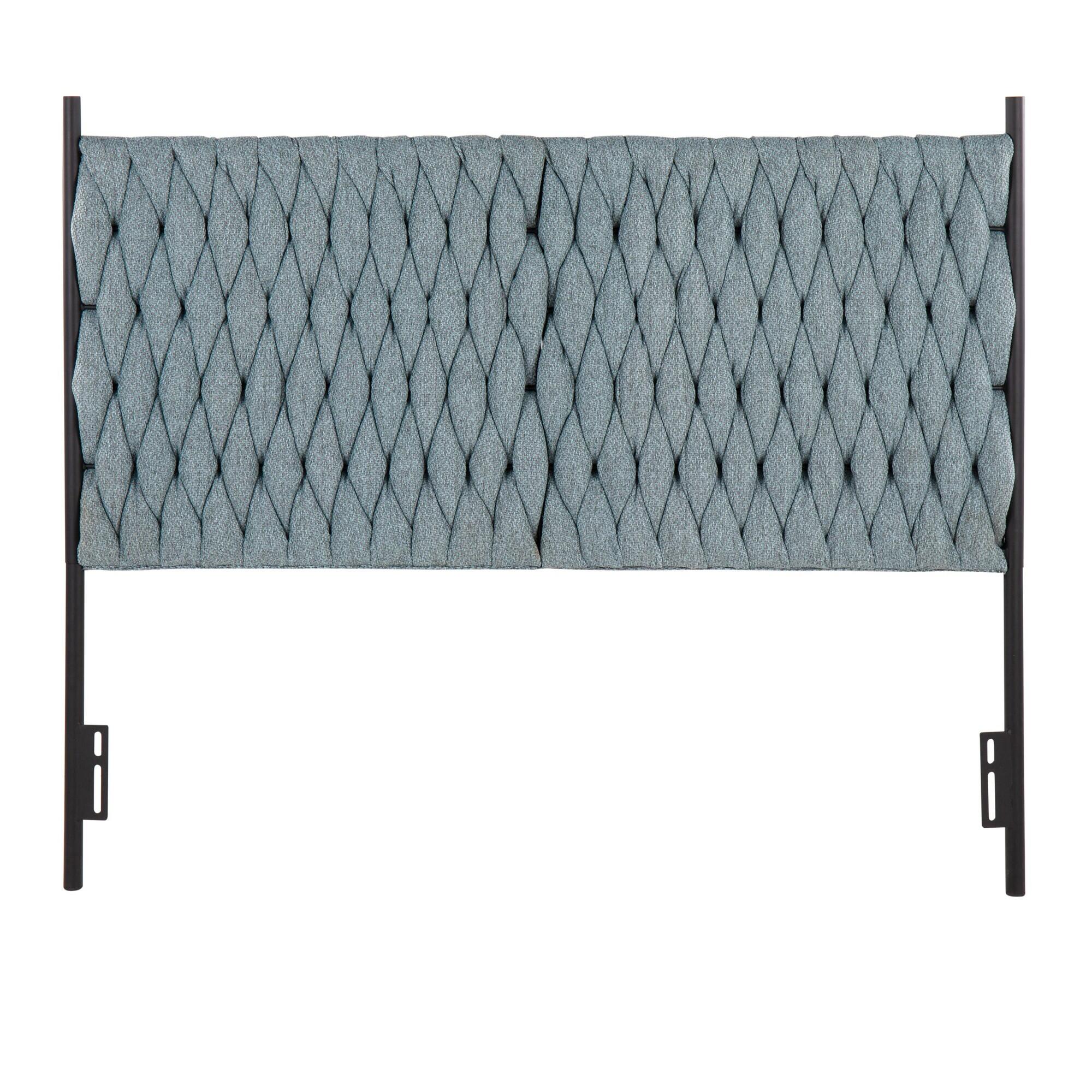 LumiSource Matisse Queen Upholstered Headboard, Blue/Black, large