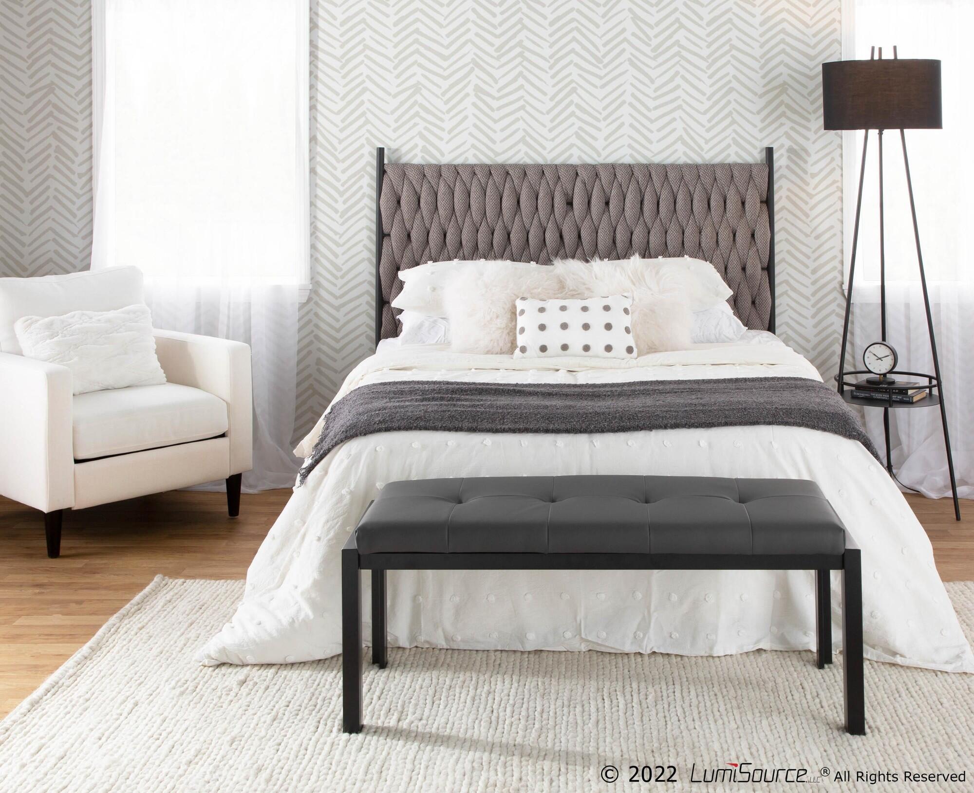 LumiSource Matisse Queen Upholstered Headboard, Gray/Black, large