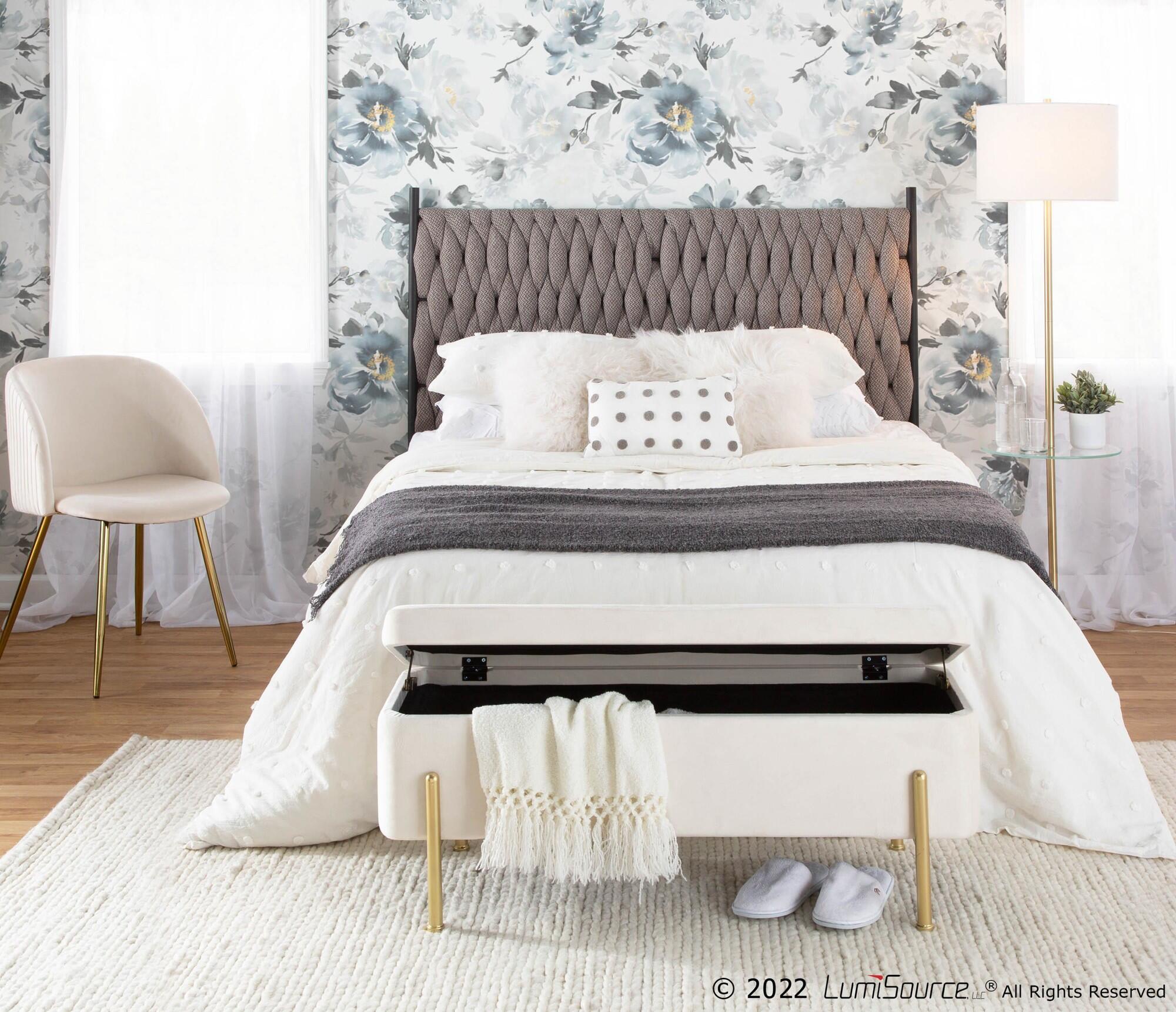 LumiSource Matisse Queen Upholstered Headboard, Gray/Black, large