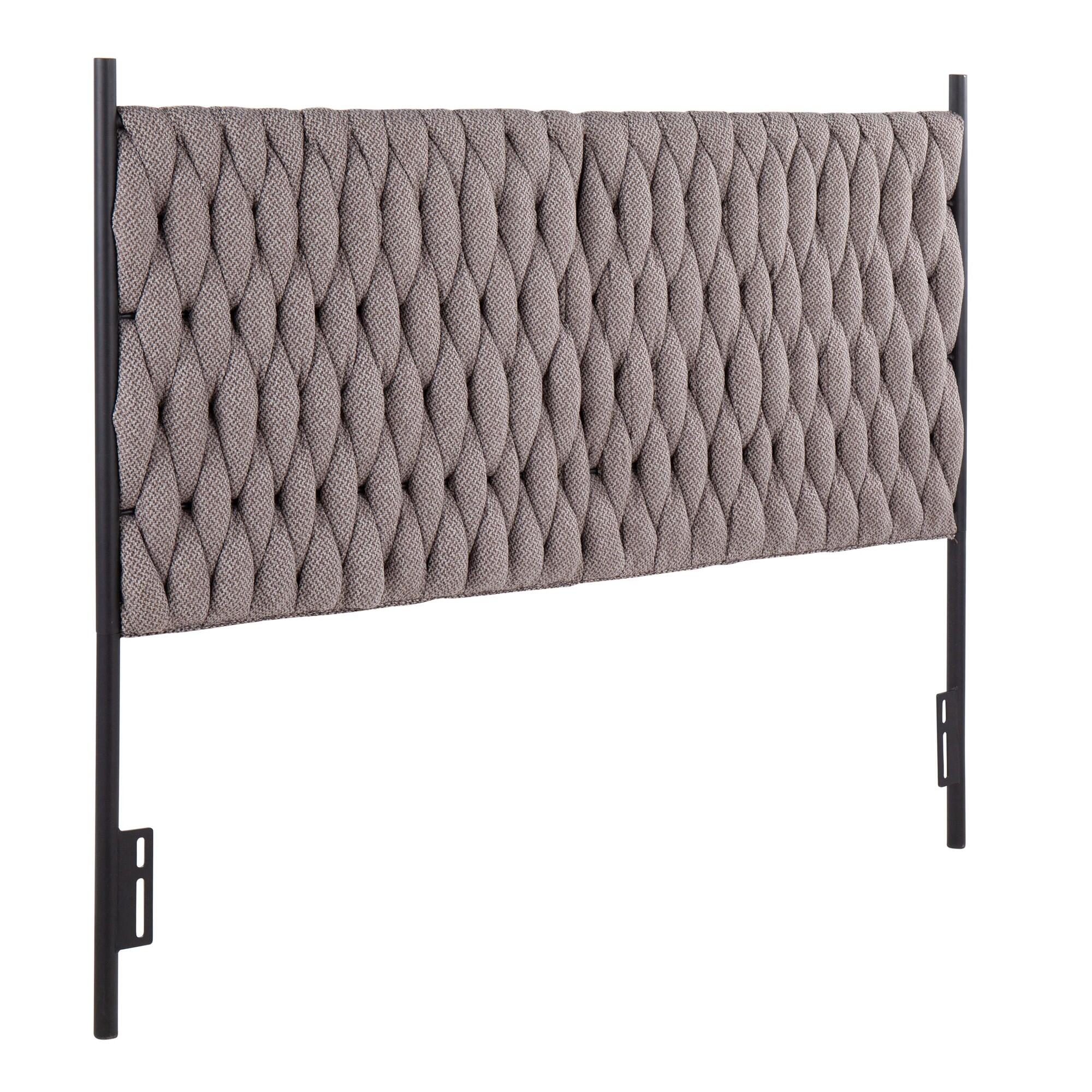 LumiSource Matisse Queen Upholstered Headboard, Gray/Black, large
