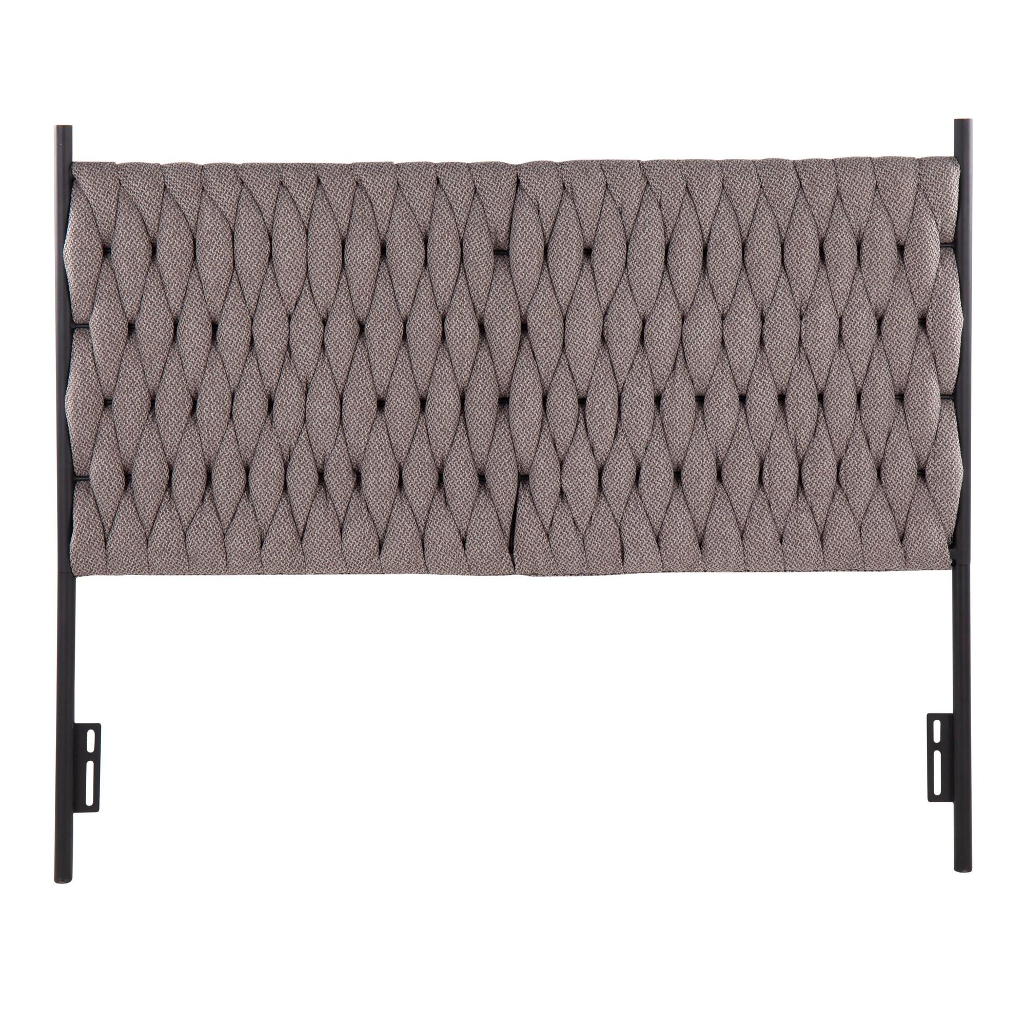 LumiSource Matisse Queen Upholstered Headboard, Gray/Black, large