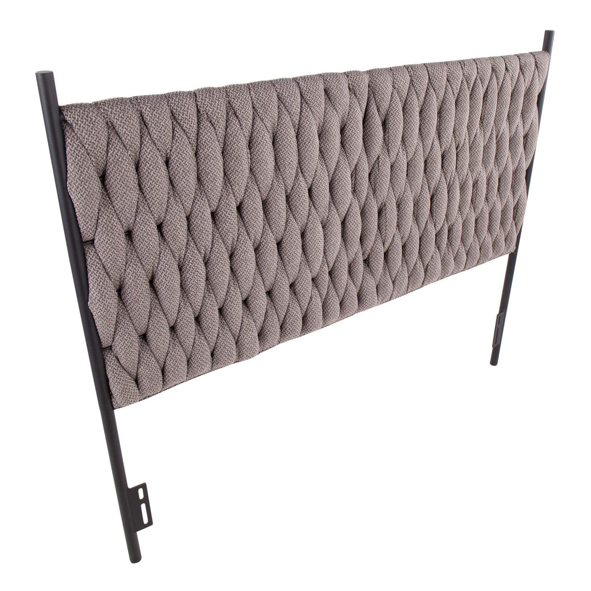 LumiSource Matisse Queen Upholstered Headboard, Gray/Black, large