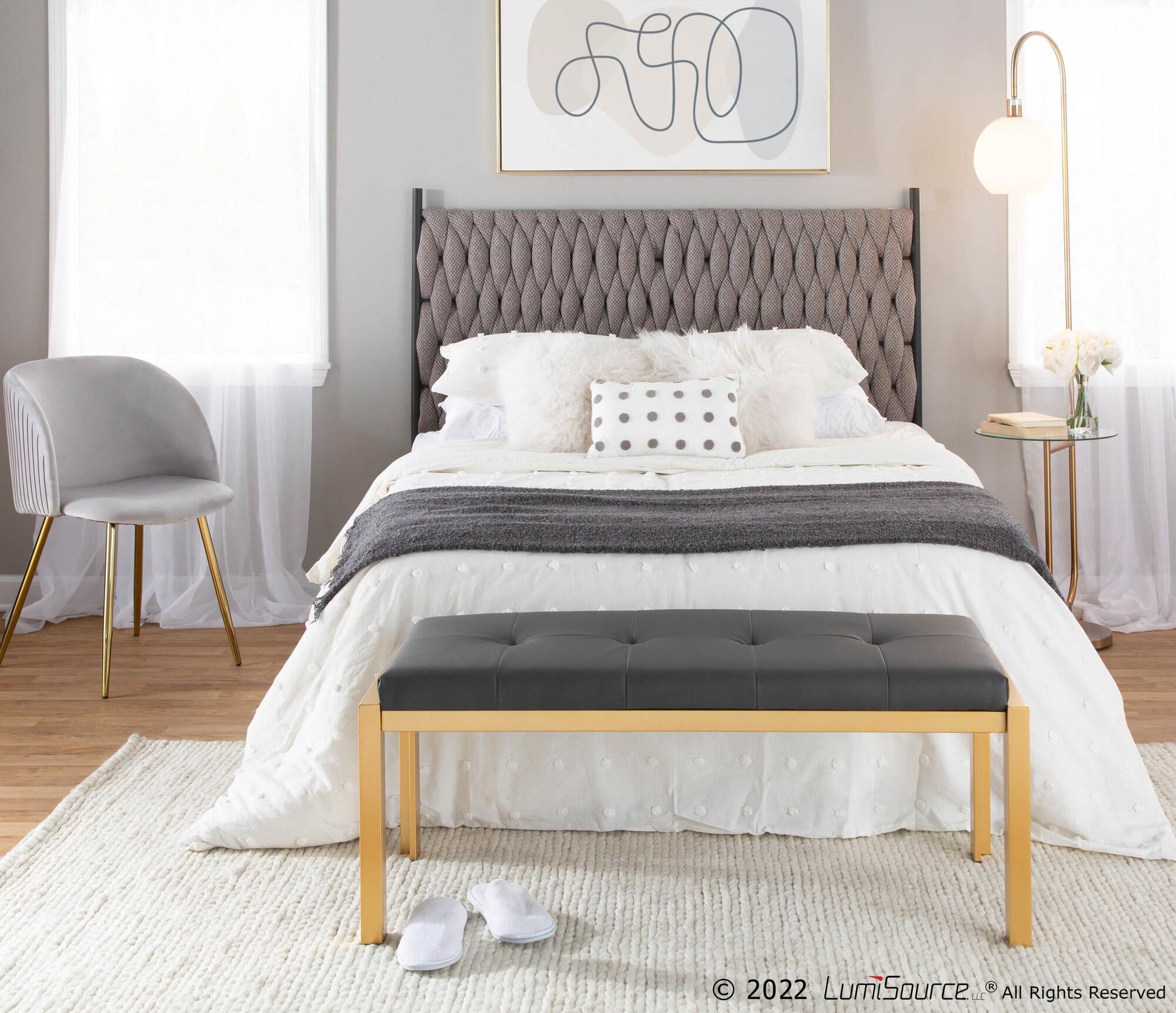 LumiSource Matisse Queen Upholstered Headboard, Gray/Black, large