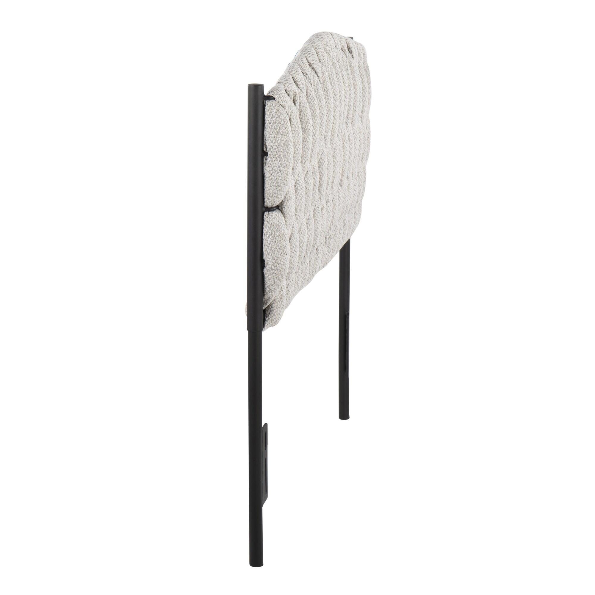 LumiSource Matisse Solid Twin/Twin XL Upholstered Headboard, Cream/Black, large