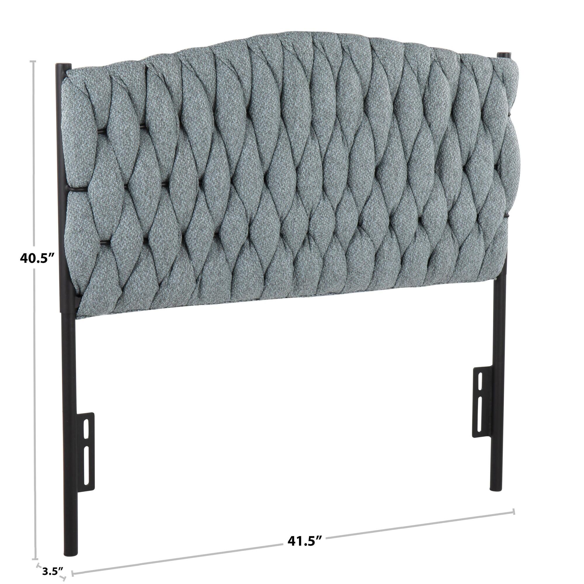 LumiSource Matisse Solid Twin/Twin XL Upholstered Headboard, Blue/Black, large