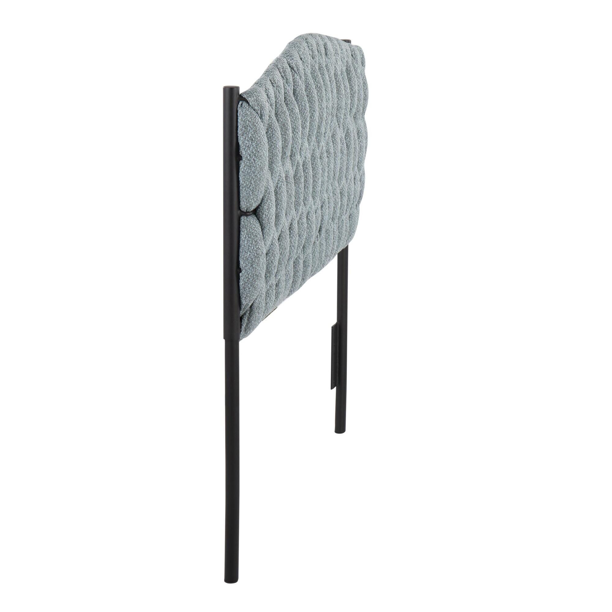 LumiSource Matisse Solid Twin/Twin XL Upholstered Headboard, Blue/Black, large